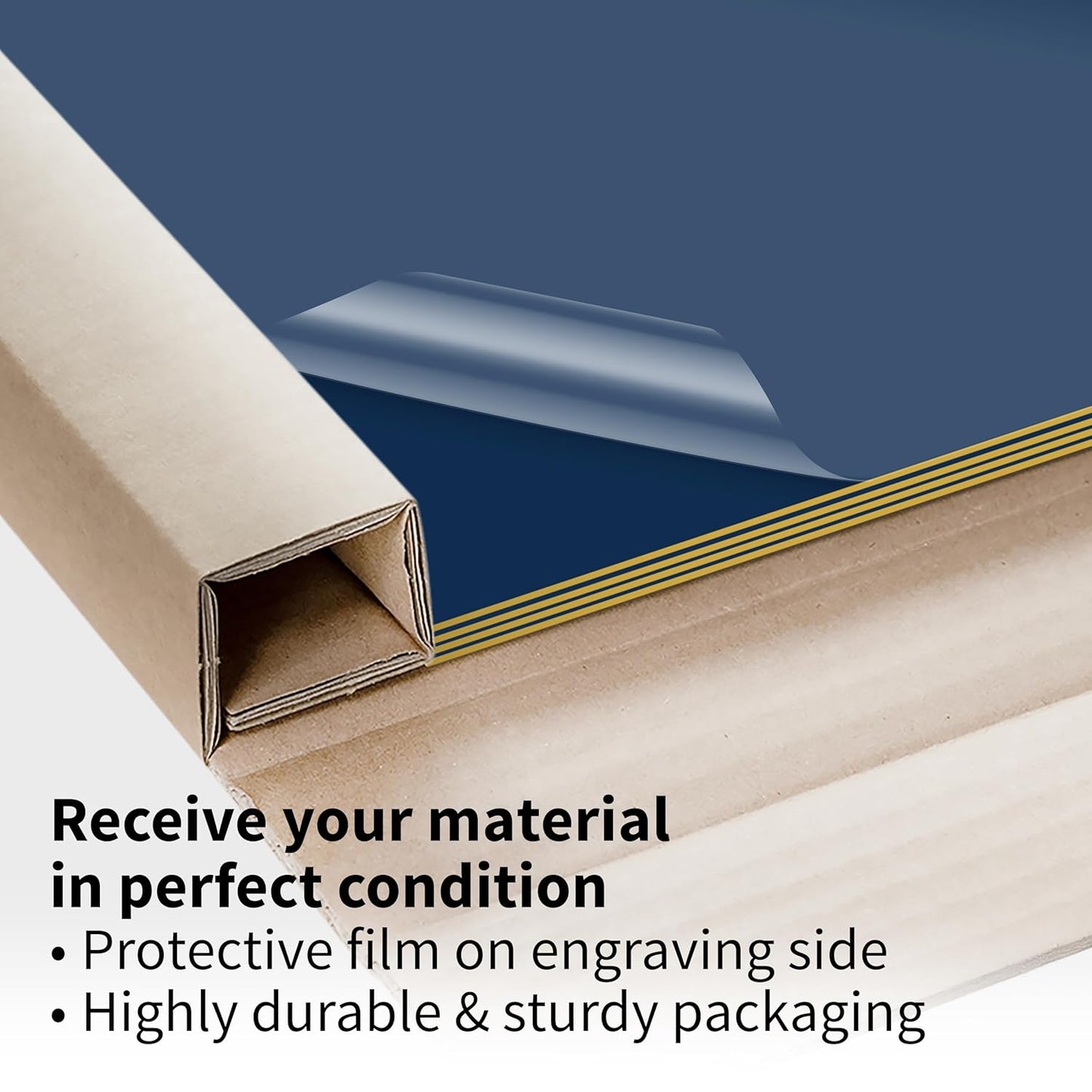 Trotec TroLase | 12"x24"x1/16", 4 Pcs | Navy Blue/Gold | 2 Ply | Modified Acrylic | Laser Engraving Double Color Plastic Sheet | Engraving Blanks for Laser, Saw, Guillotine | Made in USA
