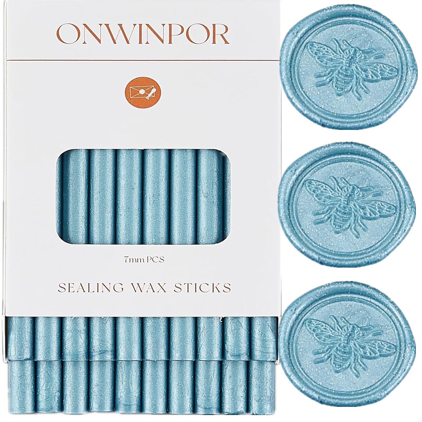 Wax Seal Sticks Blue, ONWINPOR 20pcs Glue Gun Wax Sealing Sticks for Wax Seal Stamp, Mini Sealing Wax Sticks Suit for 0.28''Glue Gun (Blue)
