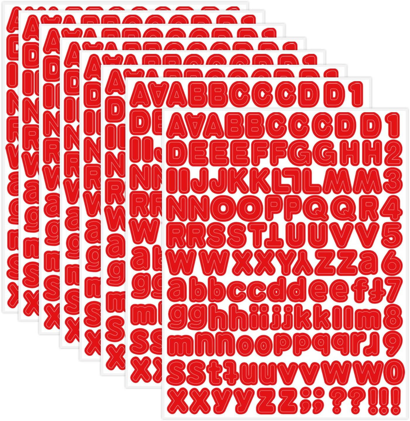 Red Alphabet Letter Stickers, 1/2 inch, 10 Sheets - Self Adhesive Vinyl for Mailbox Numbers, Bulletin Boards, Classroom & Home Decor