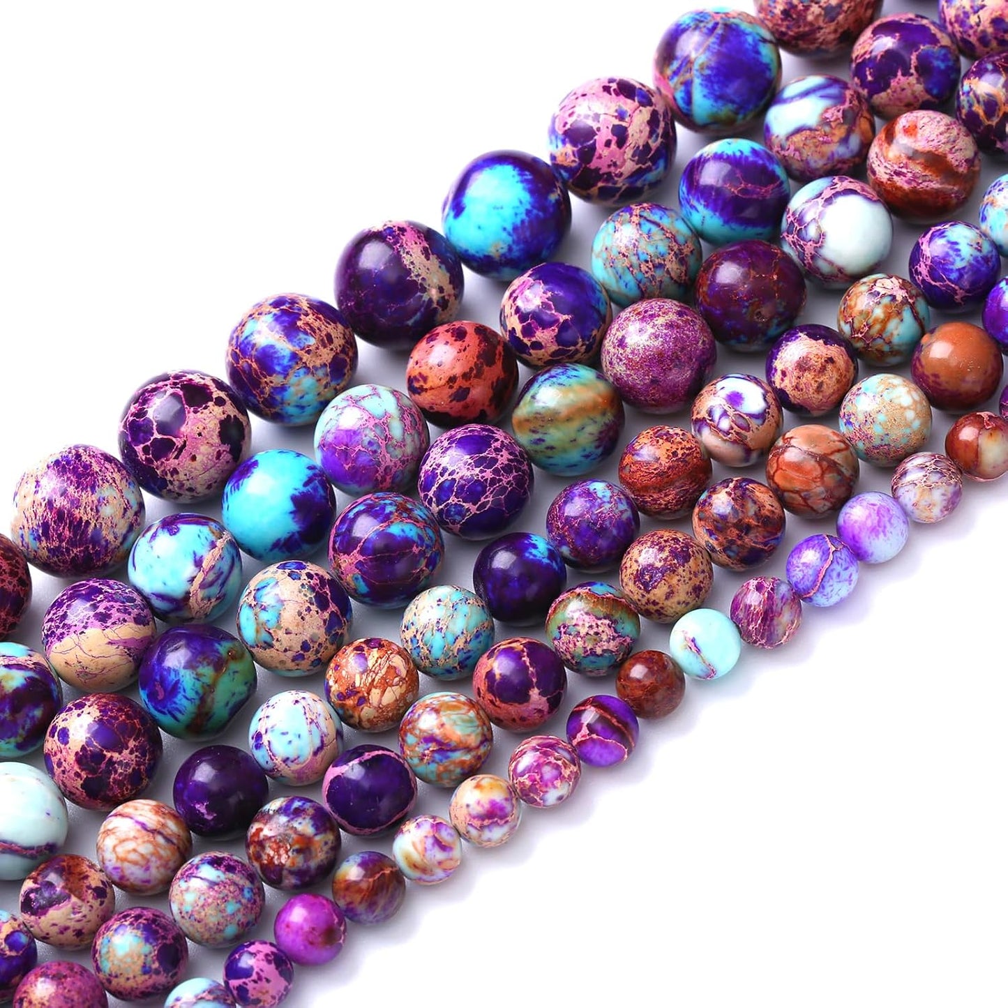 60PCS 6mm Natural Galaxy Sea Sediment Jasper Beads Gemstone Round Loose Spacer Stone Beads for Jewelry Making DIY Bracelet Necklace 15 Inch