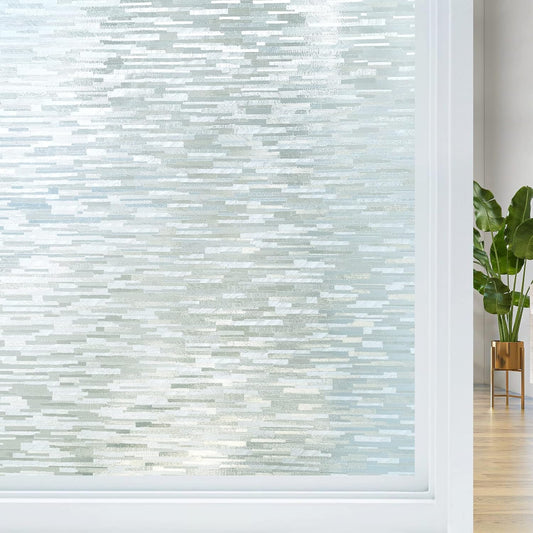 Haton Window Privacy Film, Frosted Glass Static Cling Sun Heat Blocking Window Clings, Frosting Opaque Coverings, Vinyl Removable Stickers Tint for Home Door Office, Non Adhesive 23.6" x 118.1"
