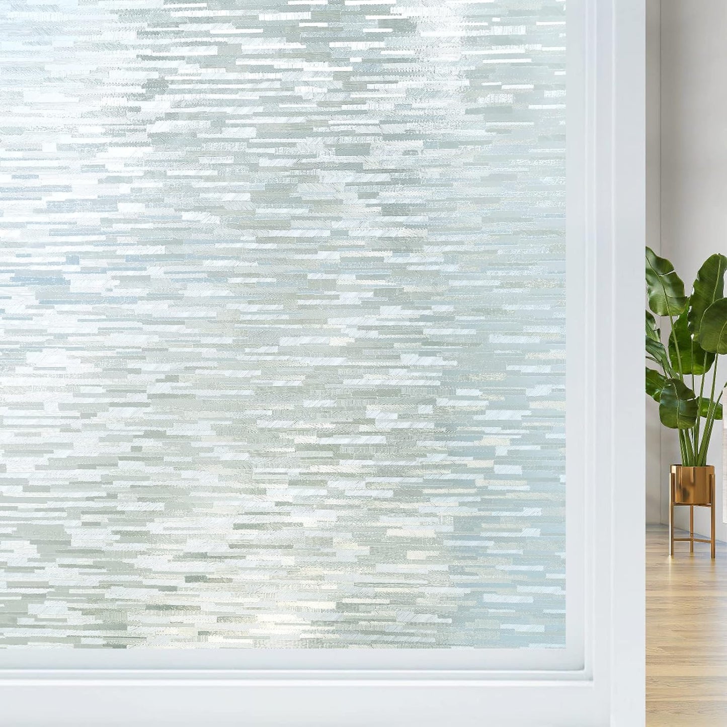 Haton Window Privacy Film, Frosted Glass Static Cling Sun Heat Blocking Window Clings, Frosting Opaque Coverings, Vinyl Removable Stickers Tint for Home Door Office, Non Adhesive 35.4" x 118.1"
