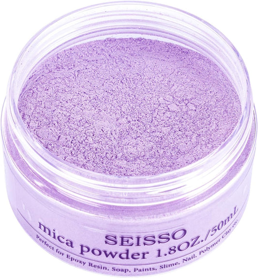 SEISSO Light Purple Mica Powder for Epoxy Resin 1.7 oz /50g Powdered Pigment for Soap Colorant Bath Bomb Dye, Cosmetic Grade for Lip Gloss, Acrylic Nails Polish, Craft Projects