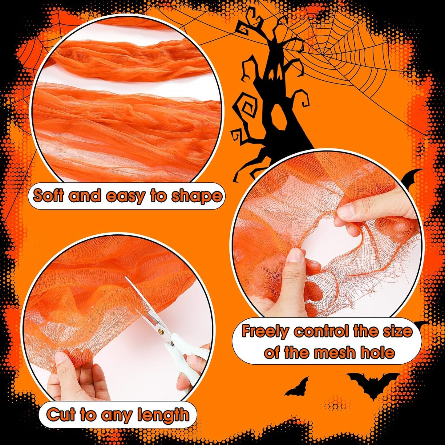 Boao Halloween Cheese cloth 84.65 x 590.55 Inch Orange Cheesecloth Roll for Crafts Large Cotton Muslin Gauze Fabric for Halloween Outdoor & Indoor Spooky Decoration