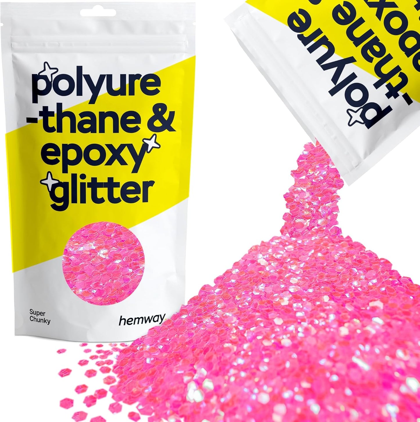 Hemway Glitter for Resin 100g Baby Pink Iridescent Metallic Crystals for Epoxy Craft Super Chunky Flakes Tumblers Wax Melt