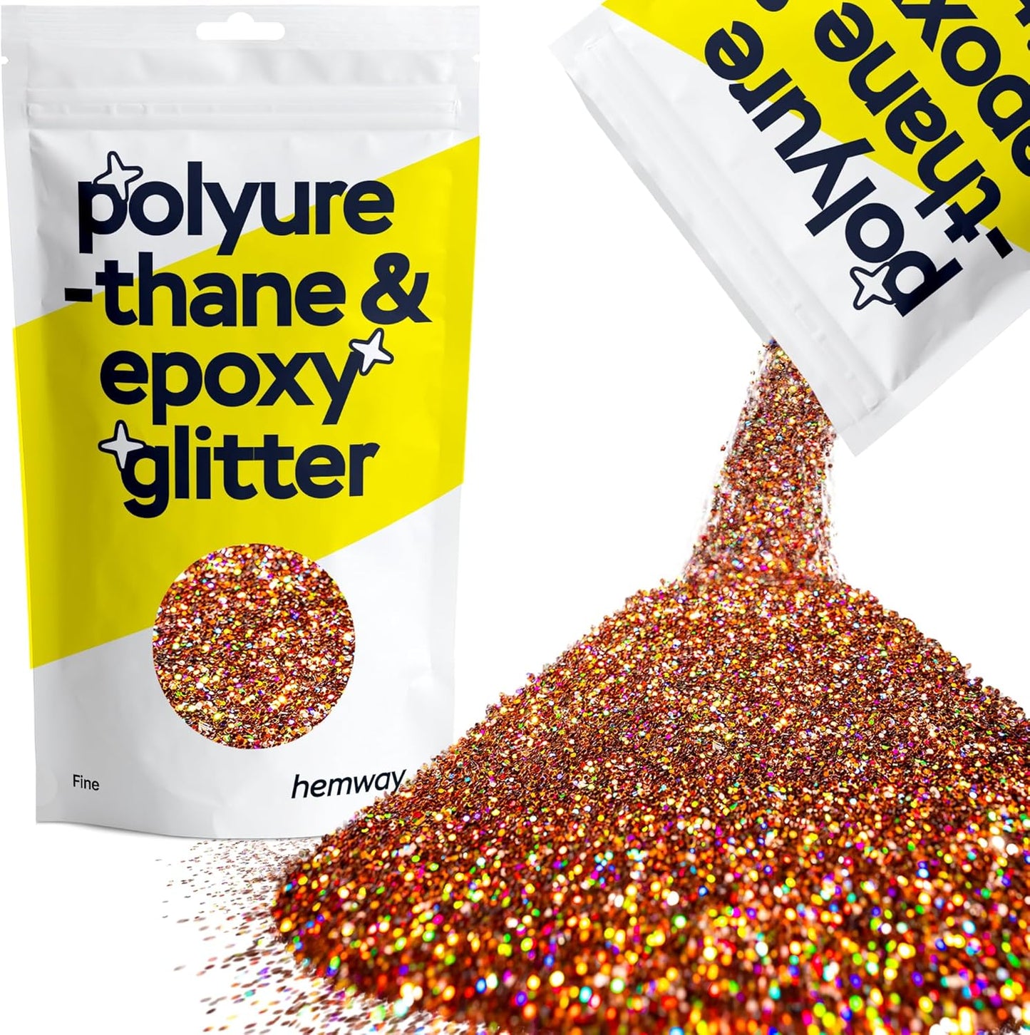 Hemway Polyurethane & Epoxy Resin Glitter 100g / 3.5oz Metallic Crystal Flake Additive for Flooring Jewelry Tumblers Glass Pigment - Fine (1/64" 0.015" 0.4mm) - Bronze Brown Holographic