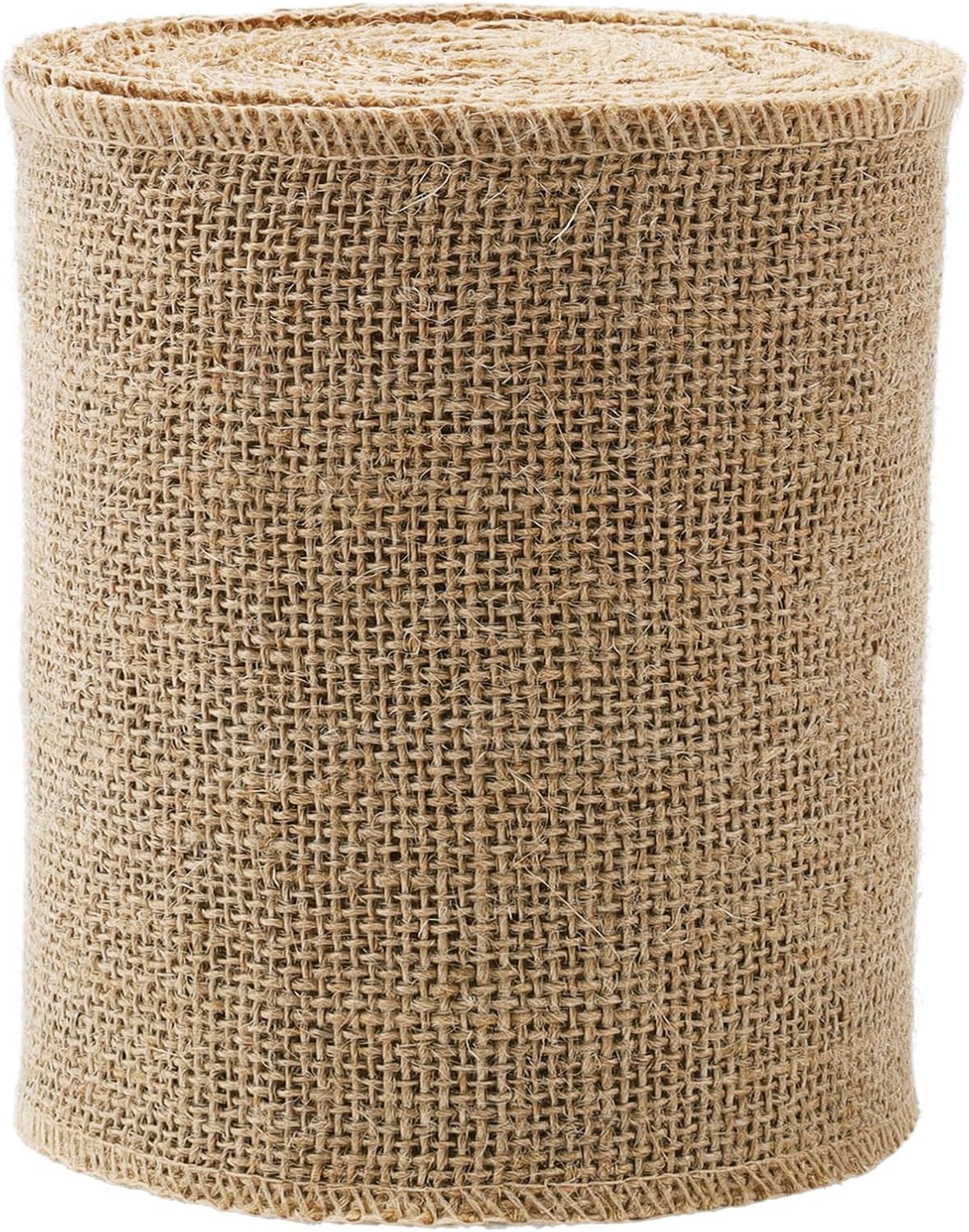 LaRibbons 6 Inch Burlap Wide Fabric Craft Ribbon，10 Yard, Natural Brown Ribbon for Bow Crafting,Wreath-Making, Tree Decoration
