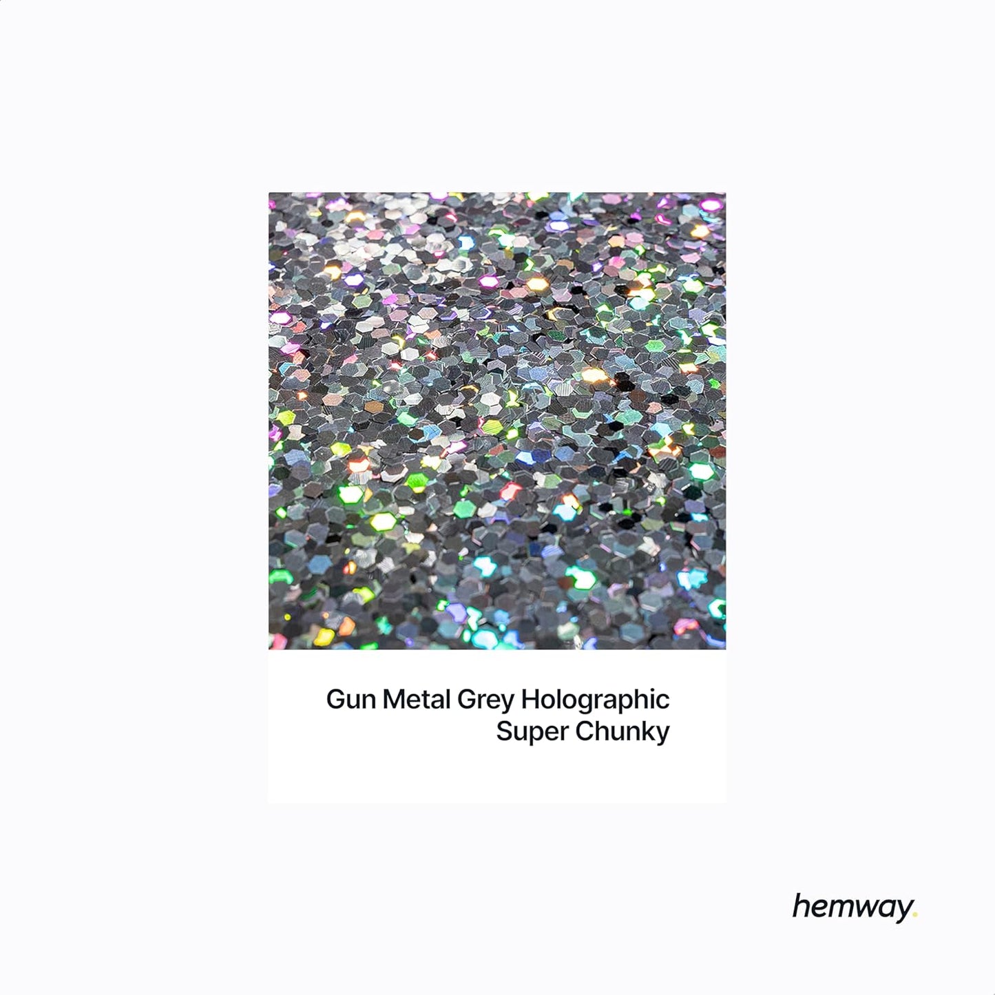 Hemway Glitter for Resin 100g Gun Metal Grey Holographic Metallic Crystals for Epoxy Craft Super Chunky Flakes Tumblers Wax Melt