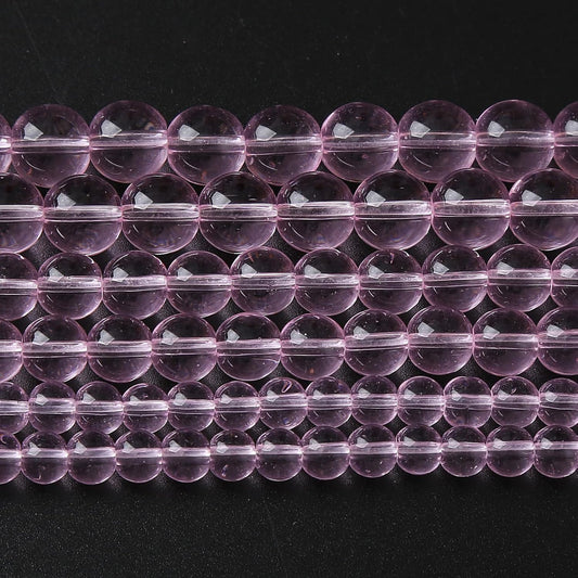 10mm 38pcs Smooth Rose Pink Glass Beads Quartz Crystal Round Loose Beads for Jewelry Making DIY Bracelet Necklace