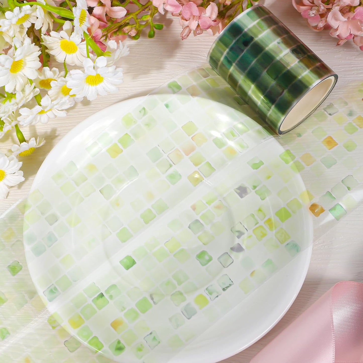 Green PET Tape for Journal Scrapbooking - Greenery Spring PET Tapes Stickers for Crafts Journaling Scrapbook DIY Art Craft Gift Wrapping Supplies