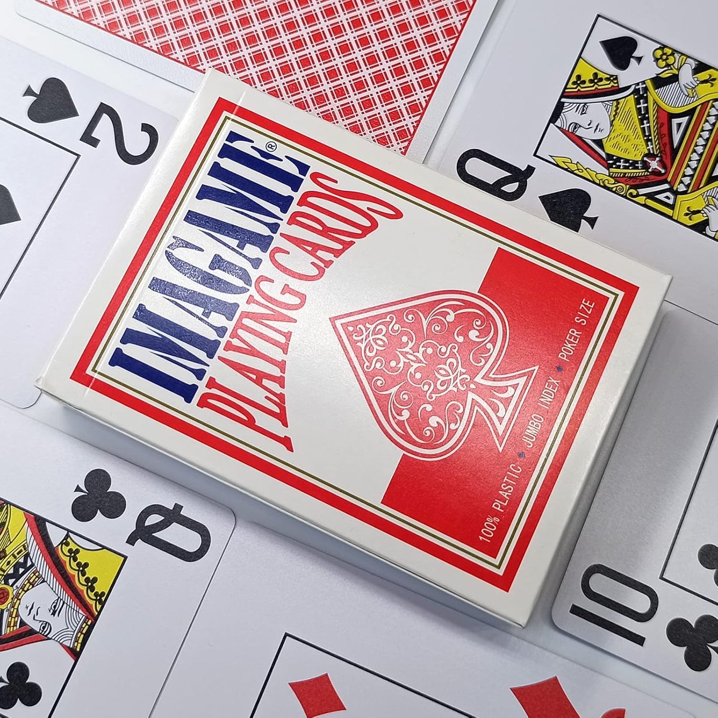 Plastic Playing Cards, Real Poker Size, Casino Quality, Jumbo Index, Exceptional Handing, Waterproof & Washable, Perfect for Texas Hold’em Poker, 1 Red Deck
