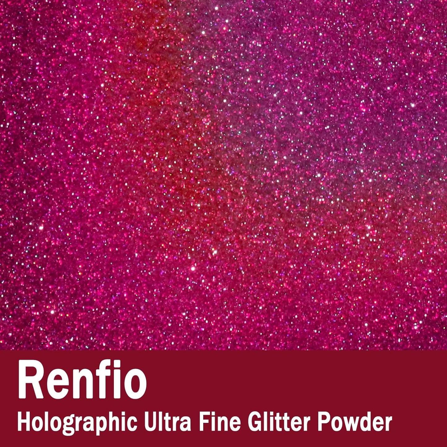 Renfio Holographic Ultra Fine Glitter Powder Metallic Resin Glitter 2.11 Oz (60g) PET Flakes Crafts Sequins 1/128" 0.008" 0.2mm Epoxy Chips Flakes for Tumblers Slime - Laser Rose Red
