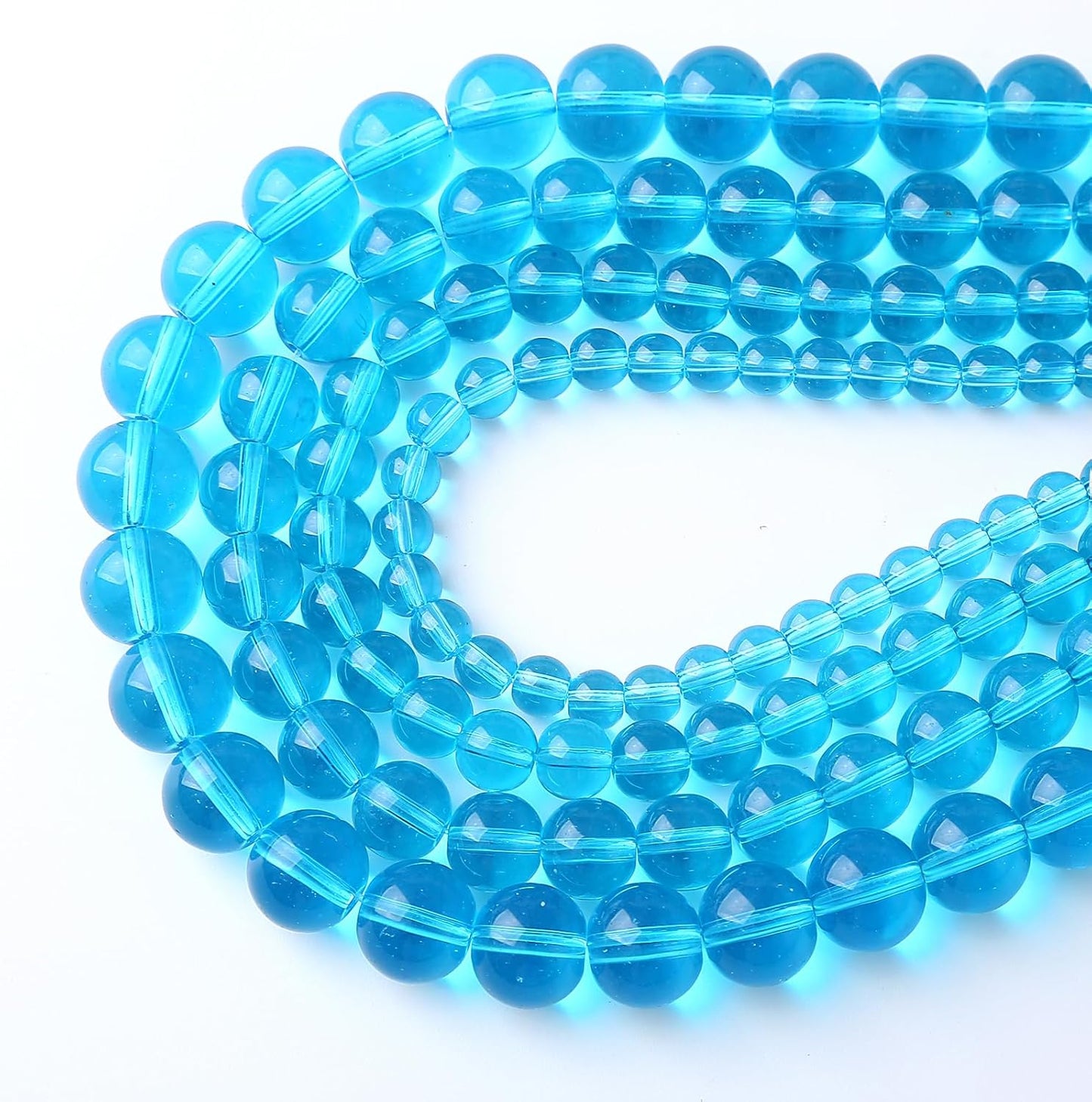 36pcs 10mm Topaz Blue Crystal Glass Beads Round Loose Spacer Beads for Jewelry Making DIY Bracelet Necklace Healing Power Stone Beads (Blue Crystal Glass, 10mm)