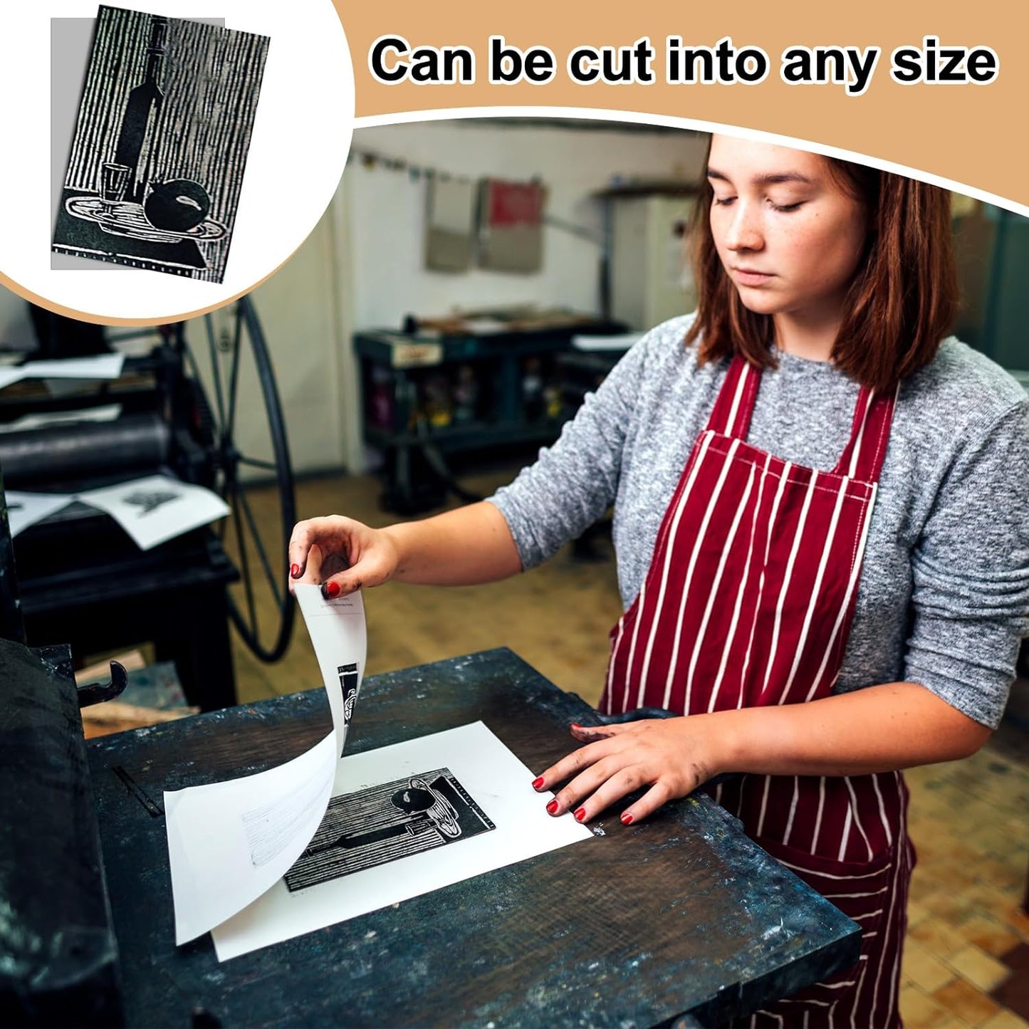 Yeaqee 8 Pcs 8 x 10 Inch Linoleum Block Rubber Carving Block Soft Linocut Blocks Large Linoleum Sheet Unmounted Lino Plates for Engraving Art Project Printmaking Artist Studio Supplies, Gray