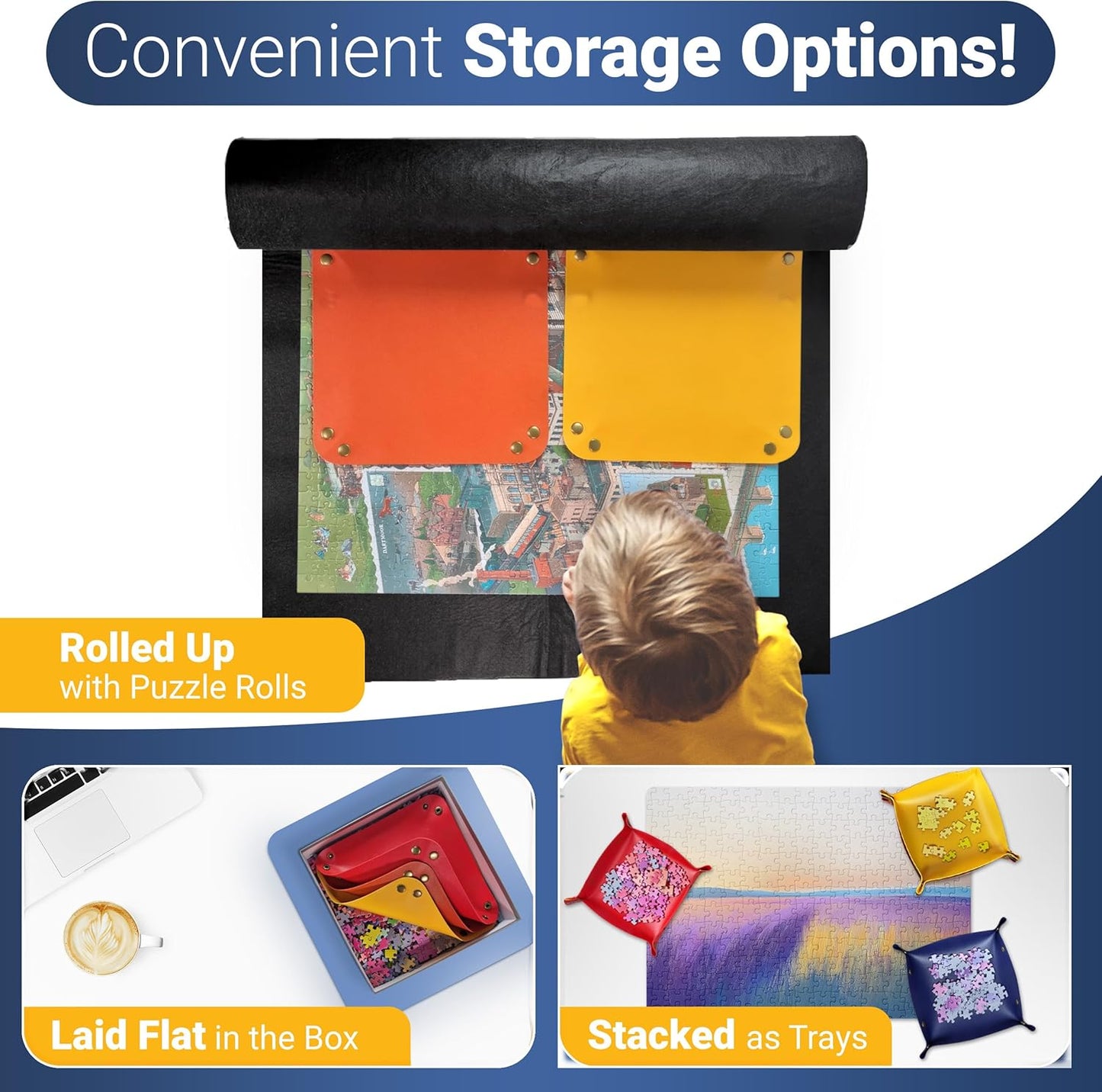Puzzle Sorting Trays - 6X Puzzle Organizer for Sorting 1000 Pieces up to 4800 Pieces, Stackable Jigsaw Accessories for Adults