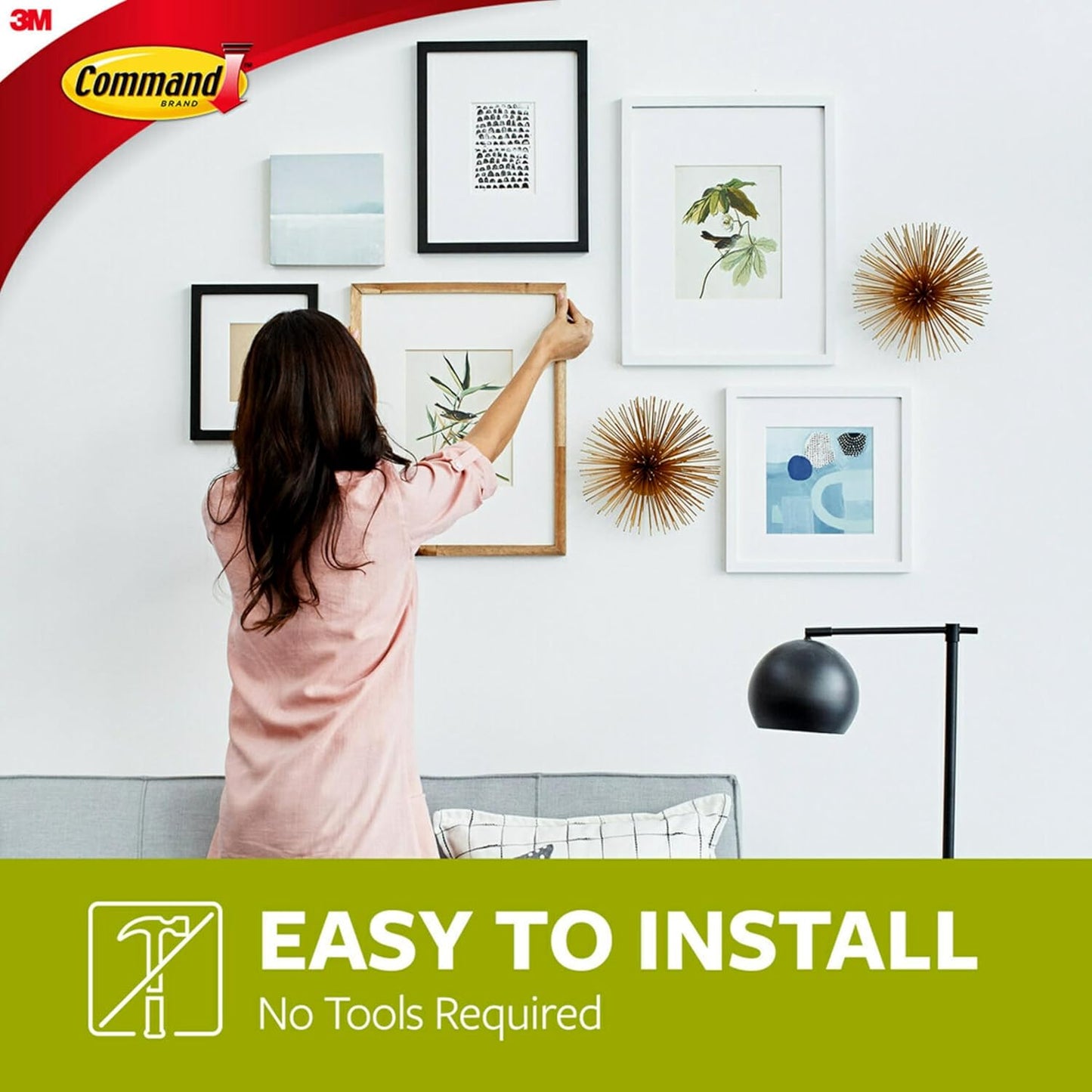 Command 5 lb Universal Picture Hanger, 3 Frame Hangers, 6 Command Strips and 6 Frame Stabilizer Strips for Sawtooth, D-Ring, Wire, Keyhole and Other Frames, Damage-Free Hanging for Home Decor