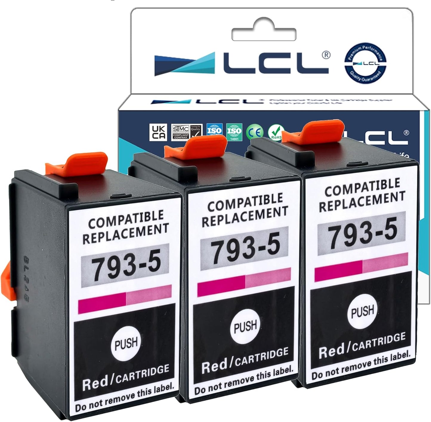 LCL Compatible Ink Cartridge Replacement for Pitney Bowes 793-5 DM100i DM125i DM150i DM175i DM175i-MH DM200i P700 P7L1 PRL1 DM200L DM225 SendPro C200 SendPro C300 SendPro C400 SendPro (3-Pack Red)