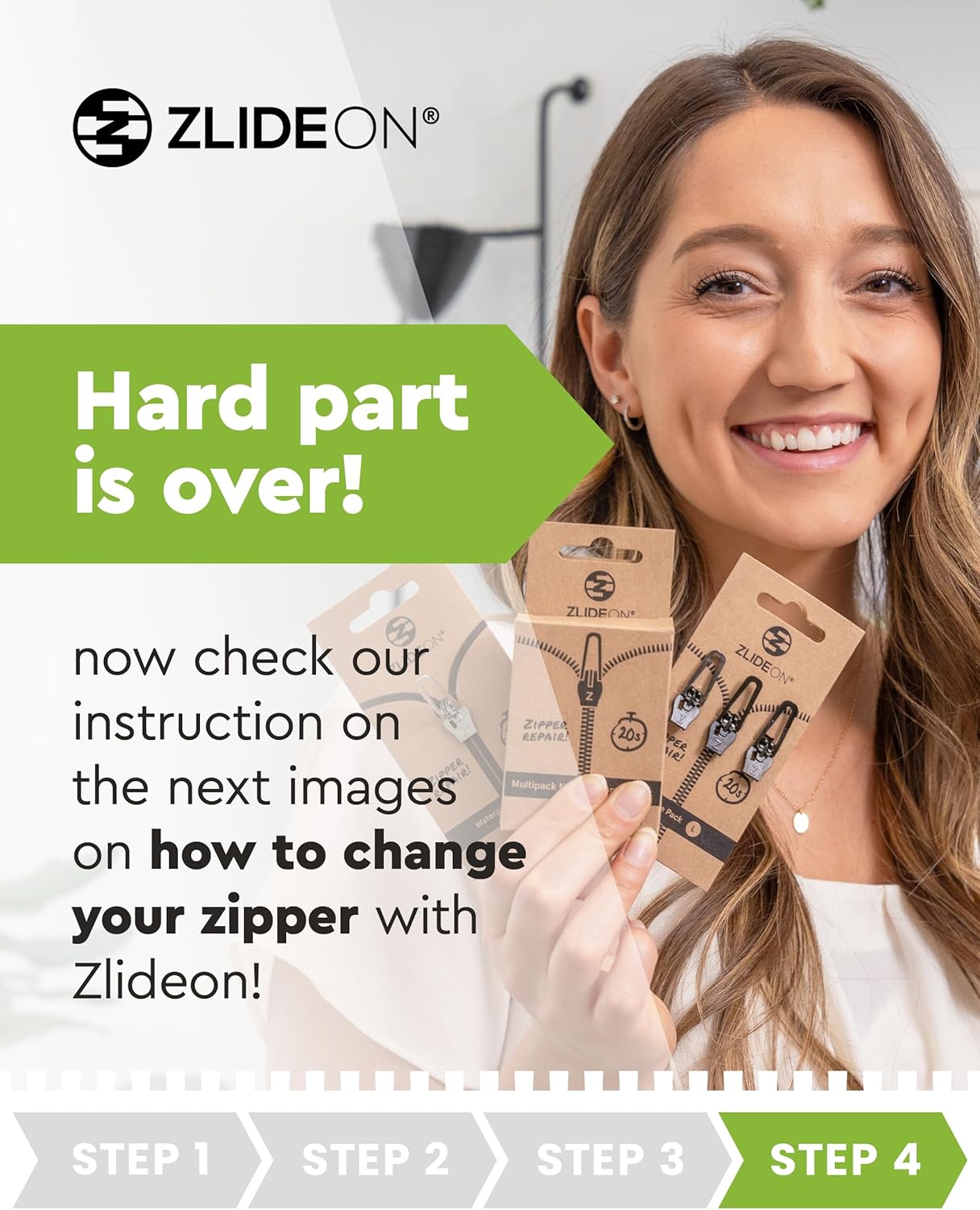 ZlideOn Zipper Pull Replacement - 7pcs, Black, Large - Instant Zipper Replacement Slider Multipack