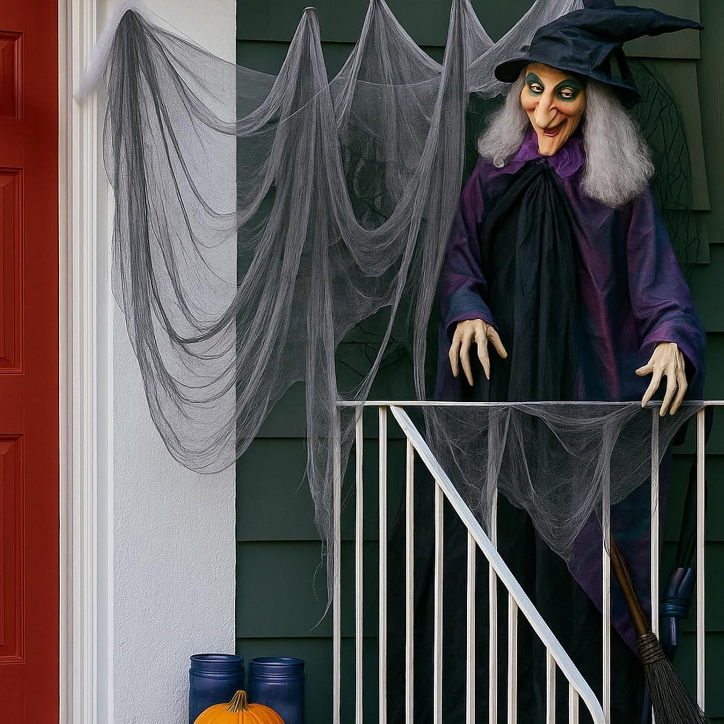 Boao Halloween Cheese cloth 39.37 x 393.7 Inch Gray Cheesecloth Roll for Crafts Large Cotton Muslin Gauze Fabric for Halloween Outdoor & Indoor Spooky Decoration