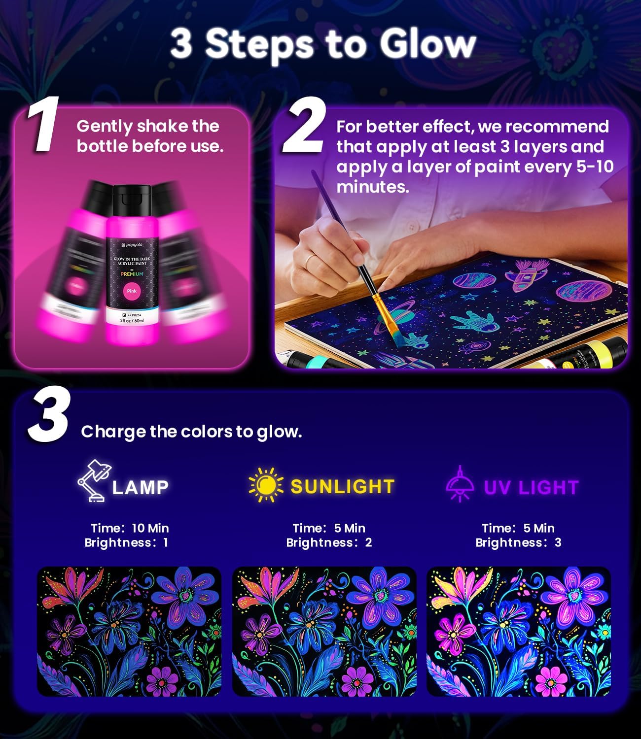 64 PCS Classic & Pastel & Metallic & Glow in the Dark Acrylic Paint Set with 12 Brushes, 2 Knives & Palette, 48 Colors Art Craft Paint for Beginners, Halloween Pumpkin Canvas Ceramic Rock Painting Kit