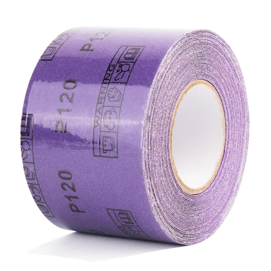 100 Grit PSA Purple Film Ceramic Sandpaper Roll, 2-3/4" Wide Continuous 10 Yard Longboard Sanding Roll Wet Dry Sanding Blocks Self Adhesive Sticky Back Sanding Sheets for Woodworking Automotive