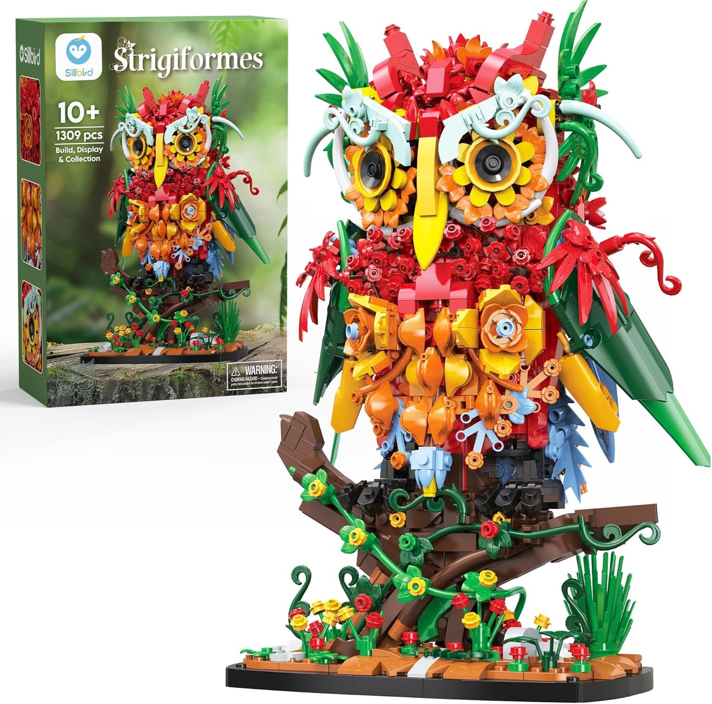 Sillbird Owl Flower Building Sets for Adults for Women Girlfriend Men Her, Artificial Floral Animals for Home Office Decorations for Table Desk - Creative Botanical Collection Model