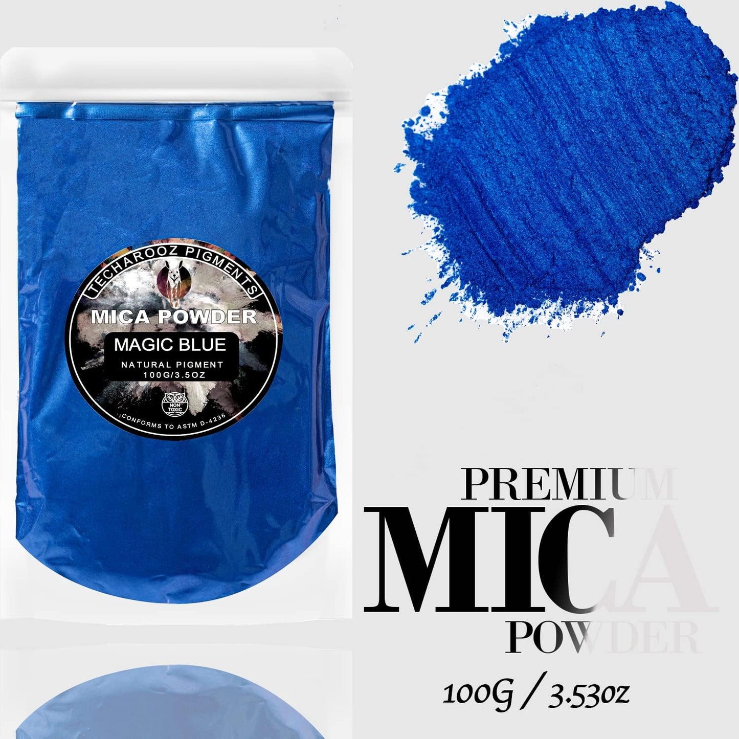 Magic Blue Mica Powder for Epoxy Resin 100g / 3.5oz. Sealed Bag - Techarooz 2 Tone Resin Dye Color Pigment Powder for Lip Gloss, Nails, Colorant for Slime Bath Bombs Soap Making & Polymer Clay