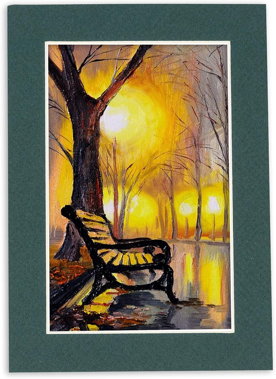 8x10 Mat Bevel Cut for 5.5x8.5 Photos - Acid Free Forest Green Precut Matboard With Backing Board and Crystal Clear, Self Seal Photo Mat Bag - For Pictures, Photos, Framing - 4-ply Thickness