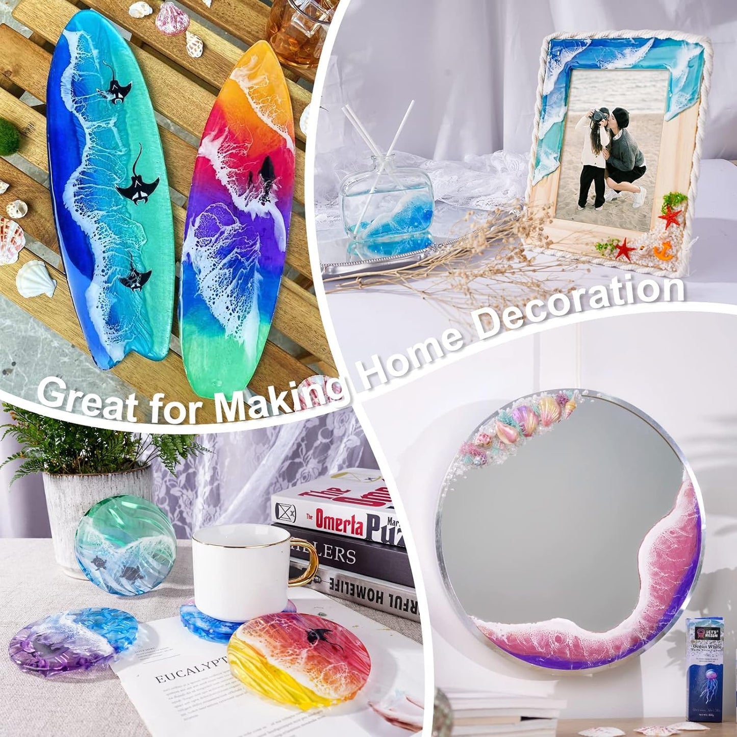LET'S RESIN Ocean White Epoxy Resin Pigment 167g/5.89oz, High Concentrated Paste for Epoxy & UV Resin, UV Resistant Opaque Pigment for Creates Cells & Lacing, 3D Flower Coasters
