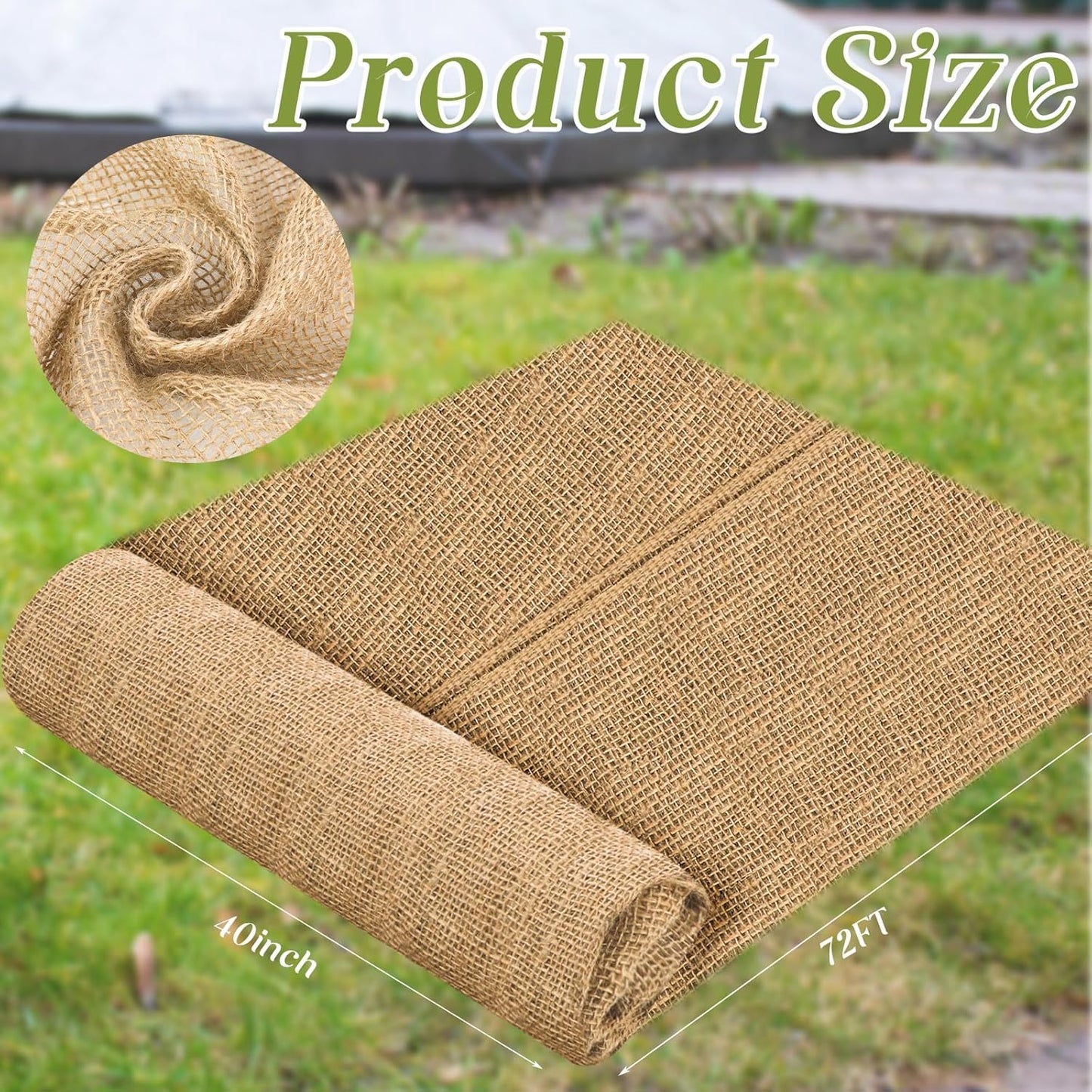 Buryeah 40 Inch x 72 ft Burlap Fabrics Roll Natural Jute Burlap Tree Wraps Protector Winter Frost Plant Blankets Cloth Weed Barrier Fabric Garden Plants for Winter Outdoor Trees Shrubs Party