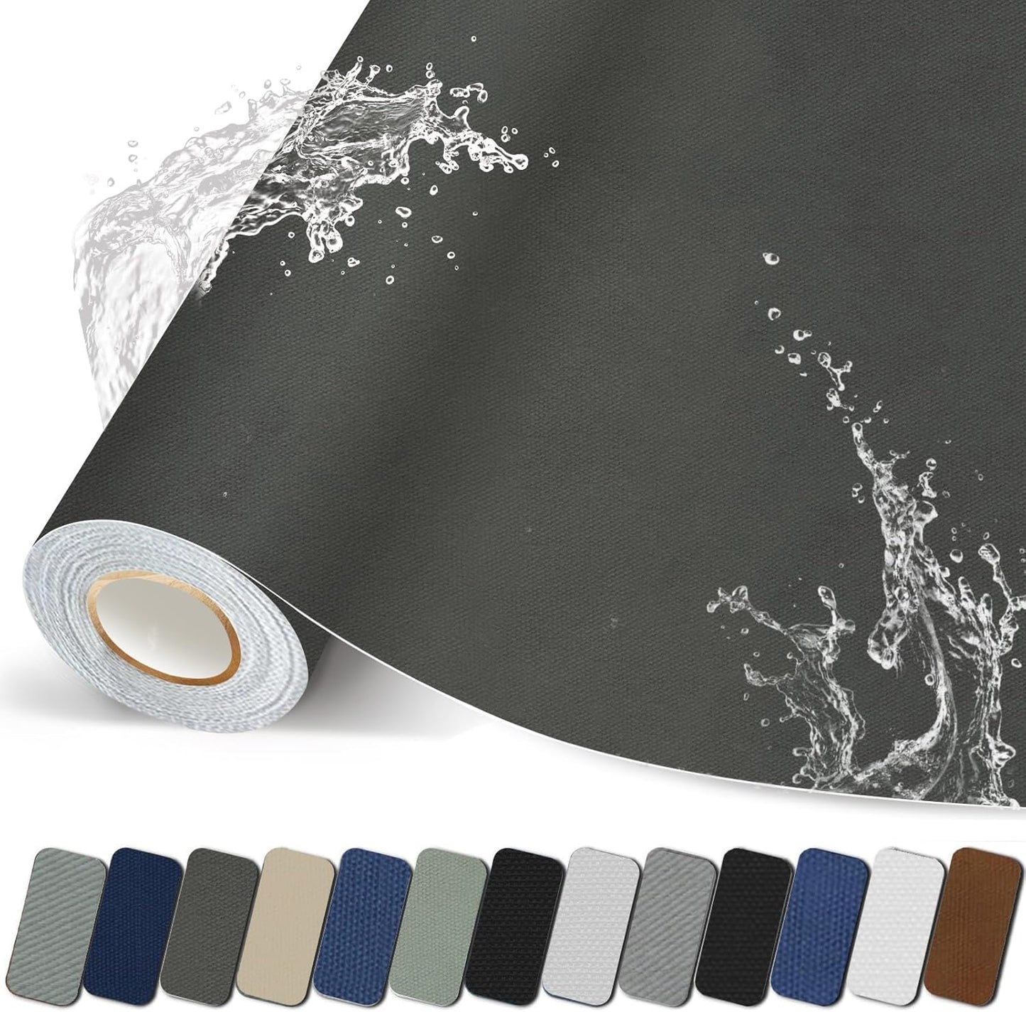 Canvas Repair Patch, Strong Sticky Fabric Repair Tape, Self-Adhesive Fabric Patch for Sofas, Tote Bags, Clothing, Car Seats, Furniture (Dark Grey, 3.5X79 Inch)