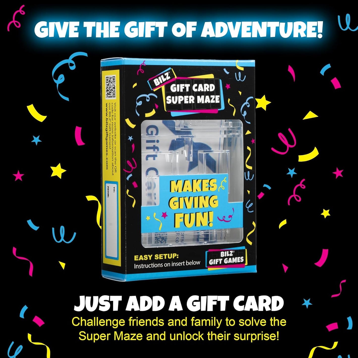 BILZ® Super Maze | Gift Card Puzzle Game for Ages 8+ | Made in USA | Easy Fun Setup | Fits Gift Cards, Cash (Folded), and Notes | Great for Graduations, Christmas, & Birthdays | 2 Pack