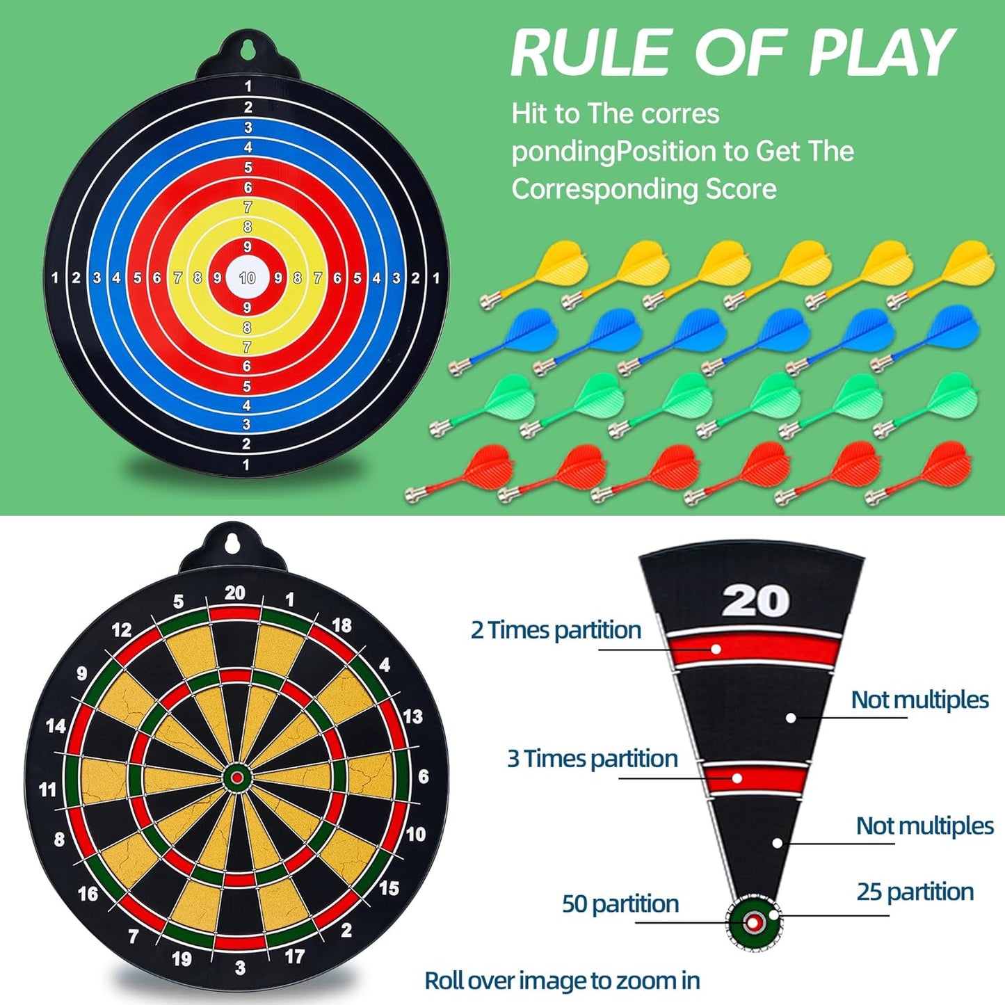 Magnetic Dart Board for Kids-12Magnetic Dart/Sticky Balls Or 2 Toy Gun+40 Foam Dart.Indoor/Outdoor Kids Games and Party Games,Christmas Birthday Gifts Toys for 3-12 Year Old Boys