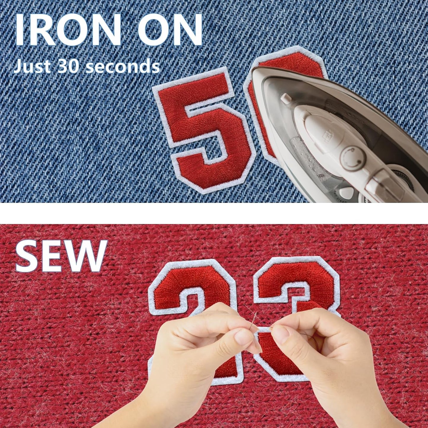 Letter and Number Iron On Patches, A-Z Alphabet and Numbers 0-9 Embroidery Applique Patch, DIY Decorative Heat Press Patches for Clothing Jeans Jackets Backpacks Hats (Red 72 Pcs)