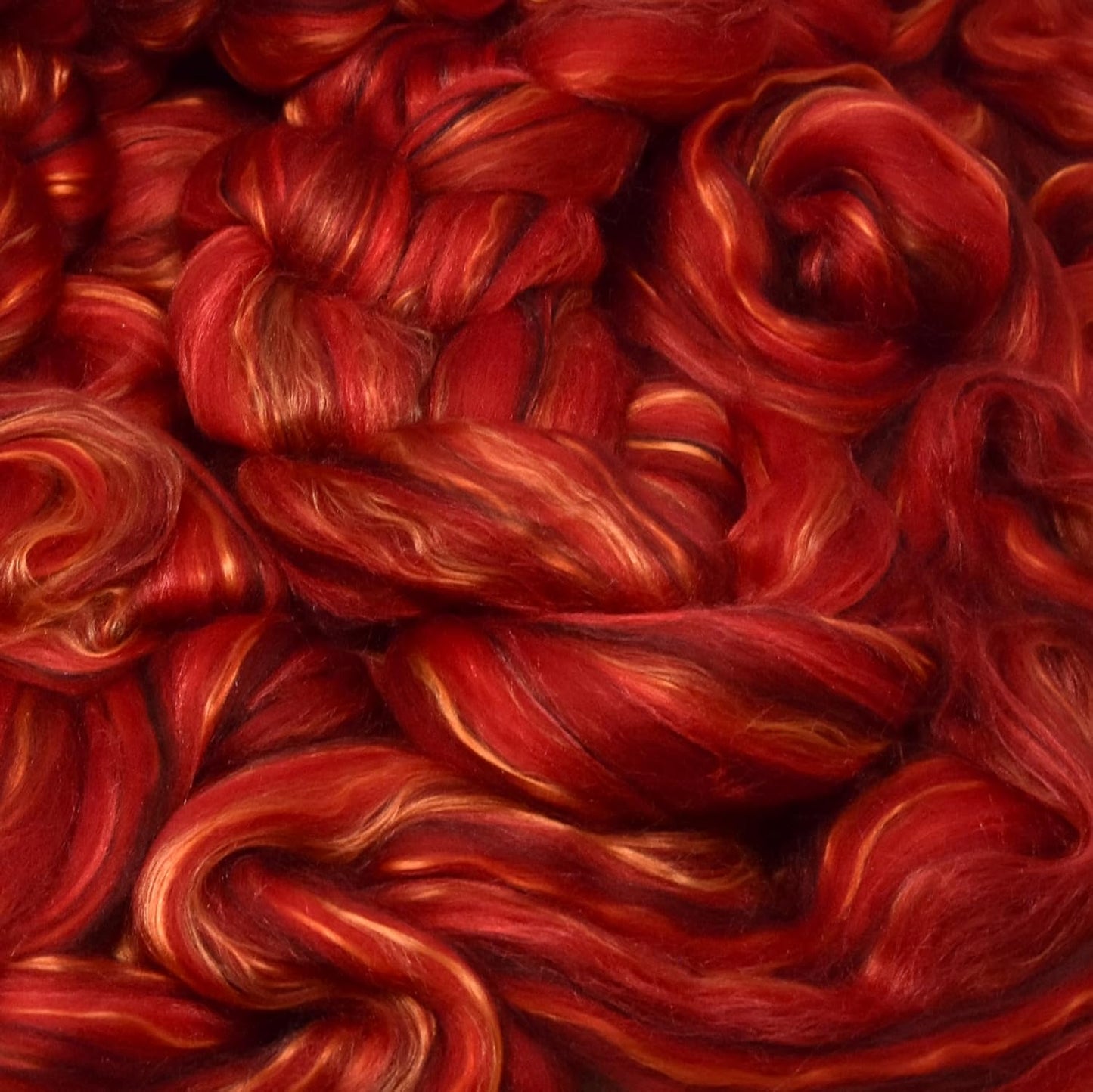 Merino Silk Luxe Tonal Designer Blend. Superfine Merino, Mulberry Silk, Tussah Silk. Top Roving for Spinning or Felting. Garnet Caress 1oz