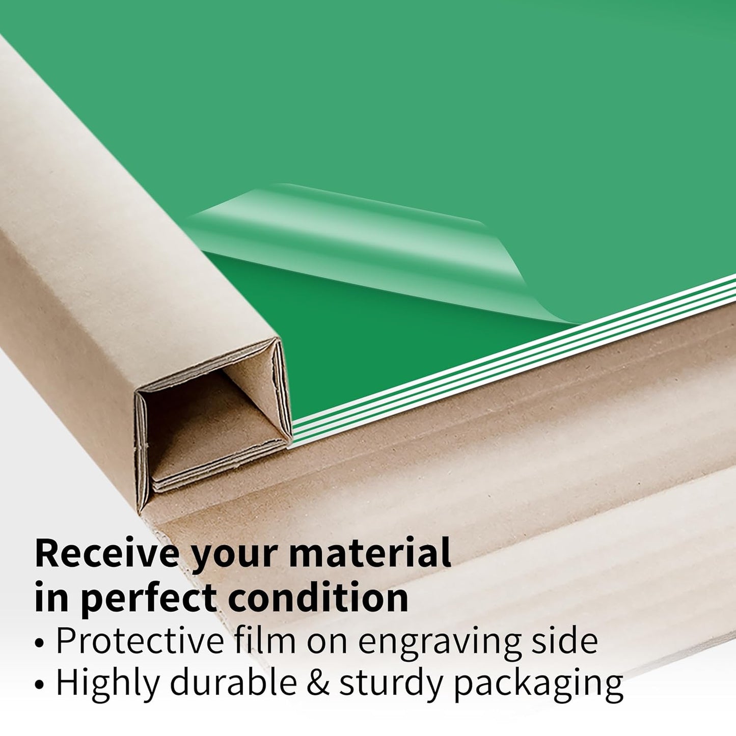 Trotec TroLase | 12"x24"x1/16", 4 Pcs | Bright Green/White | 2 Ply | Modified Acrylic | Laser Engraving Double Color Plastic Sheet | Engraving Blanks for Laser, Saw, Guillotine | Made in USA
