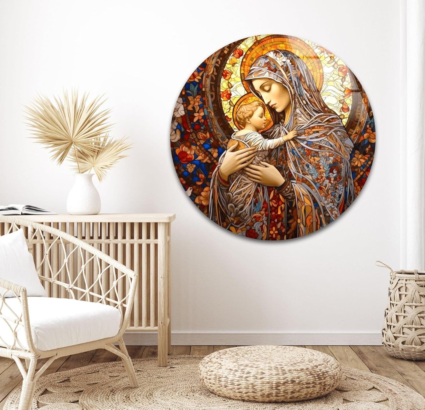 My Photostation.com 18Wx28H'' Jesus and Virgin Mary Glass Wall Art Tempered Glass Printing Wall Decor Large Wall Art Wall Hangings