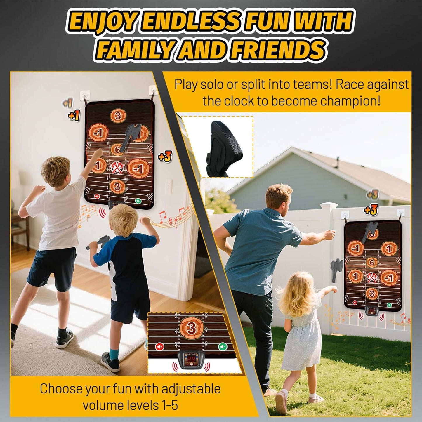 Axe Throwing Target Game Set, Electronic Scoring Throwing Game Toys Gifts for Kids Age of 3-10+ Years Old Boys & Girls, Backyard Indoor & Outdoor Yard Carnival Sport Party Play Game