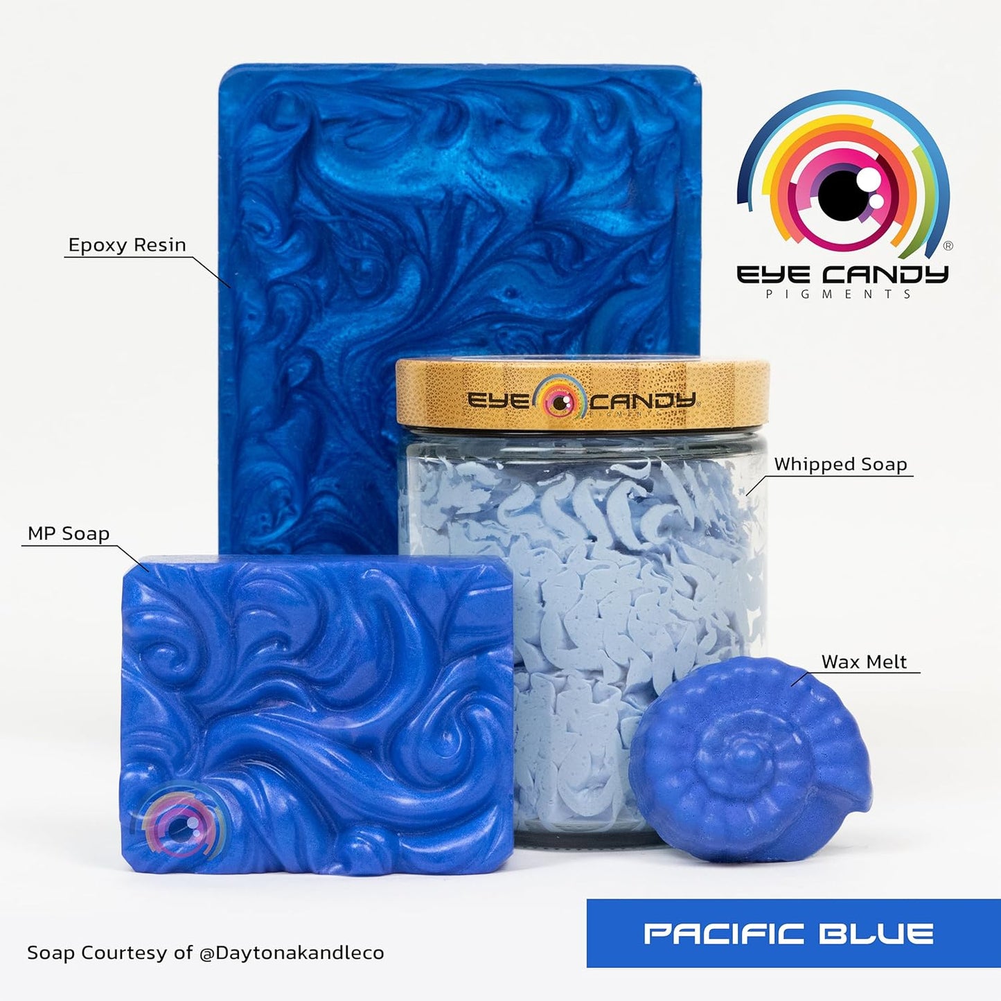 Eye Candy Pigments Premium Blue Mica Powder - Pacific Blue (50gr) - for Epoxy, Resin, Soap, Paint, Woodworking, Acrylic Pouring, Bath Bombs, Fishing Lures - DIY Arts and Crafts Additive