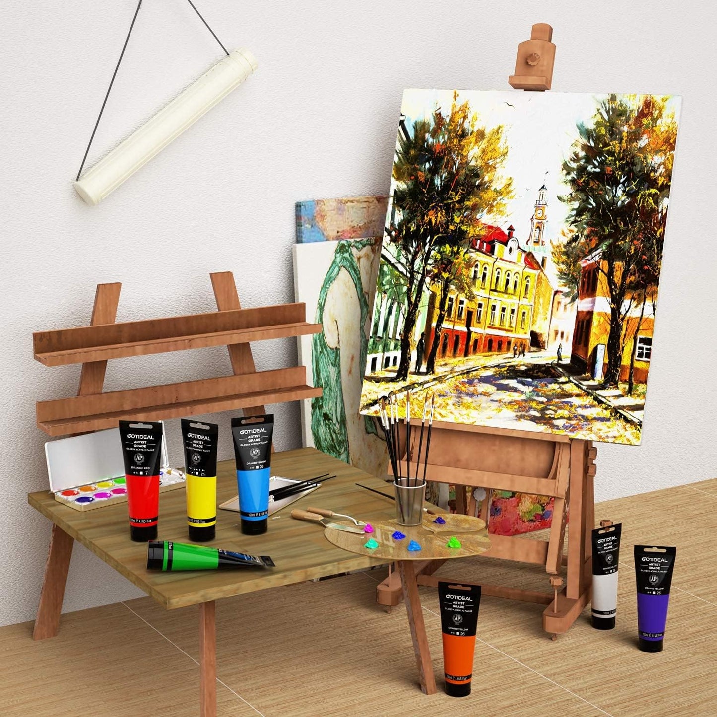 GOTIDEAL Acrylic Paint Gray Tubes(120ml, 4.1 oz) Non Toxic Non Fading,Rich Pigments for Painters, Adults & Kids, Ideal for Canvas Wood Clay Fabric Ceramic Craft Supplies (Gray)