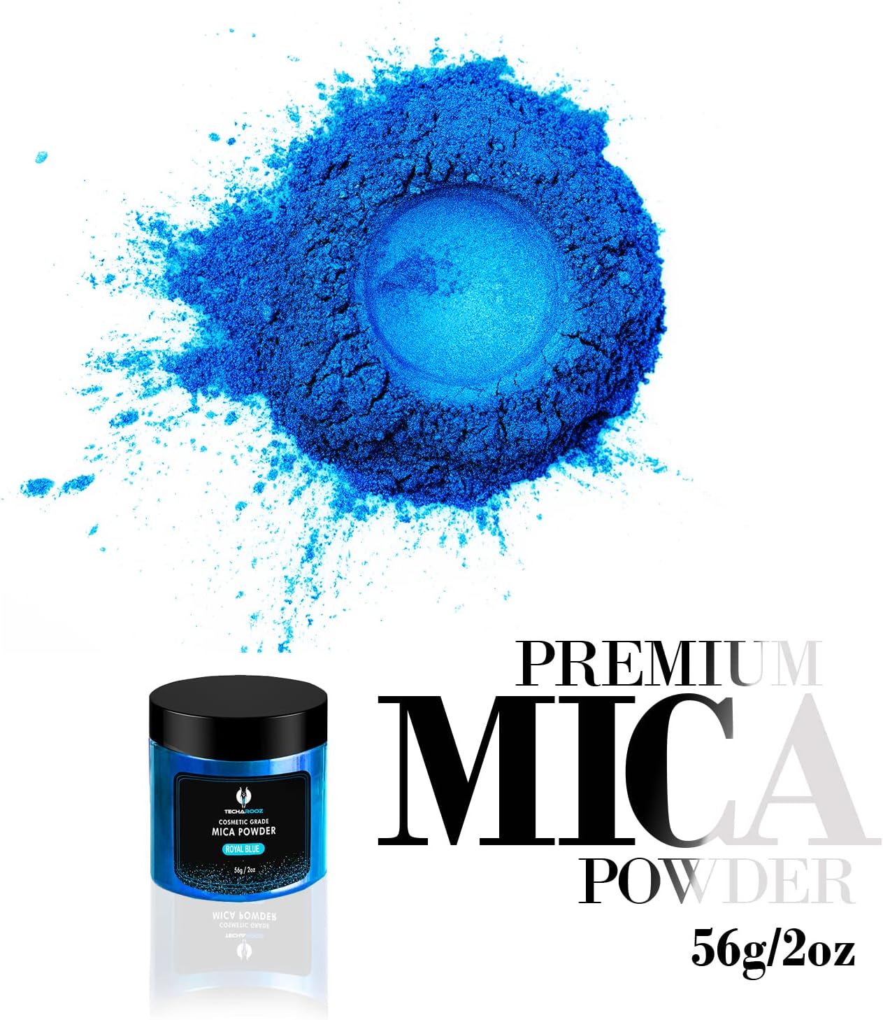 Royal Blue Mica Powder for Epoxy Resin 56g / 2oz. Jar - Techarooz 2 Tone Resin Dye Color Pigment Powder for Lip Gloss, Nails, Colorant for Slime Bath Bombs Soap Making & Polymer Clay