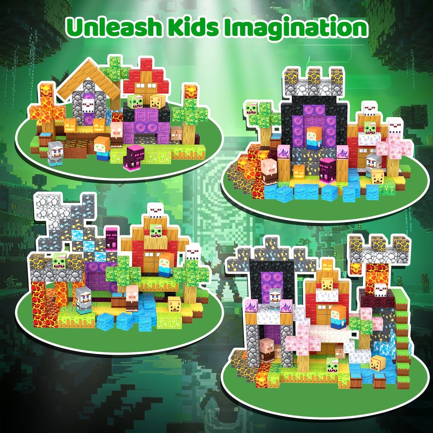 300 PCS Magnetic Blocks - Magnetic Building Blocks, Stacking Magnetic Blocks for Kids, Sensory Toy for STEM Montessori for Kids 3+ Boys and Girls Christmas Birthday Gifts