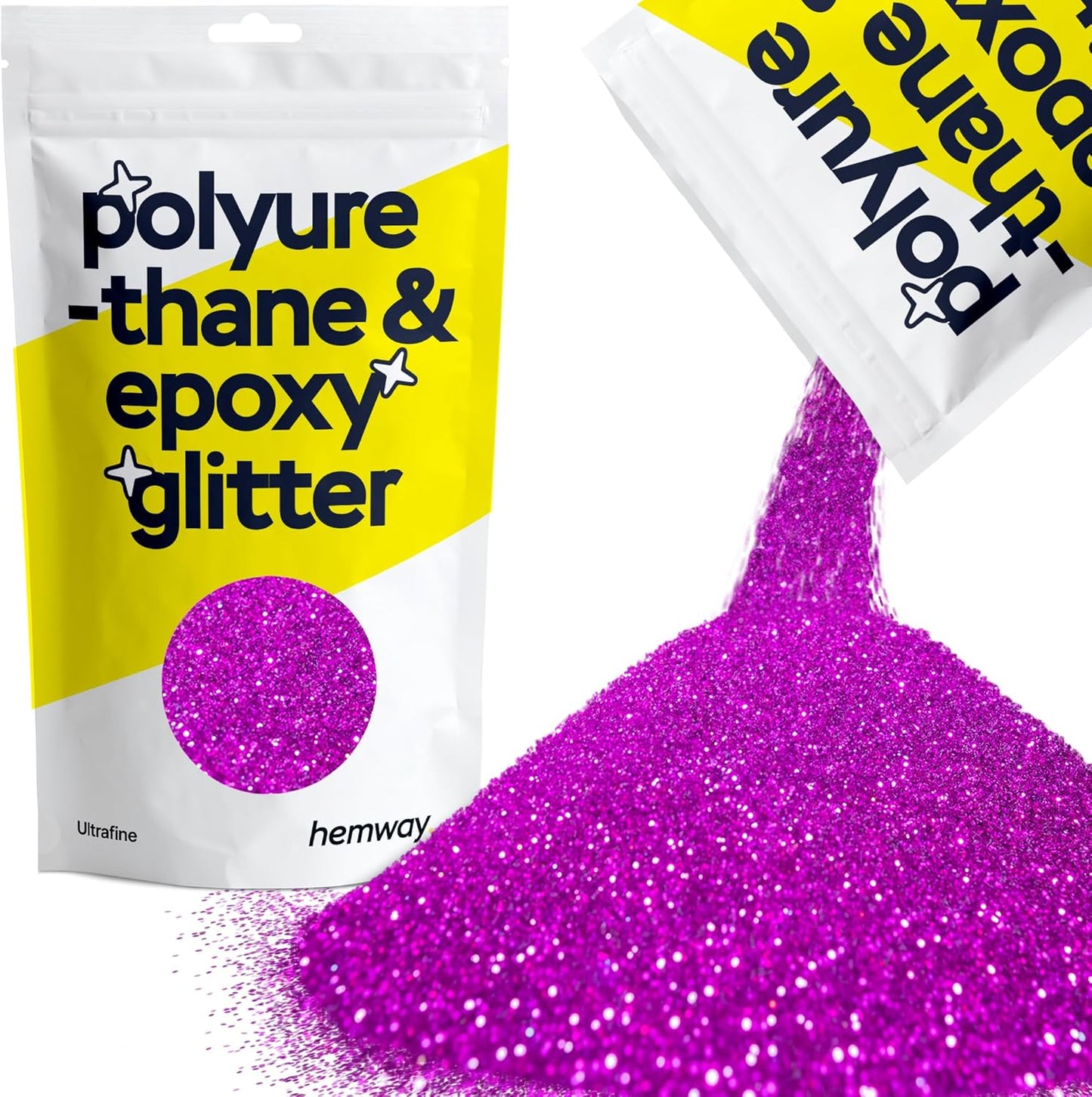 Hemway Polyurethane & Epoxy Glitter Metallic Crystal Flake Additive for Flooring, Jewellery Making, Tumblers and Resin 100g / 3.5oz - Ultrafine (1/128" 0.008" 0.2mm) - Fuchsia Pink