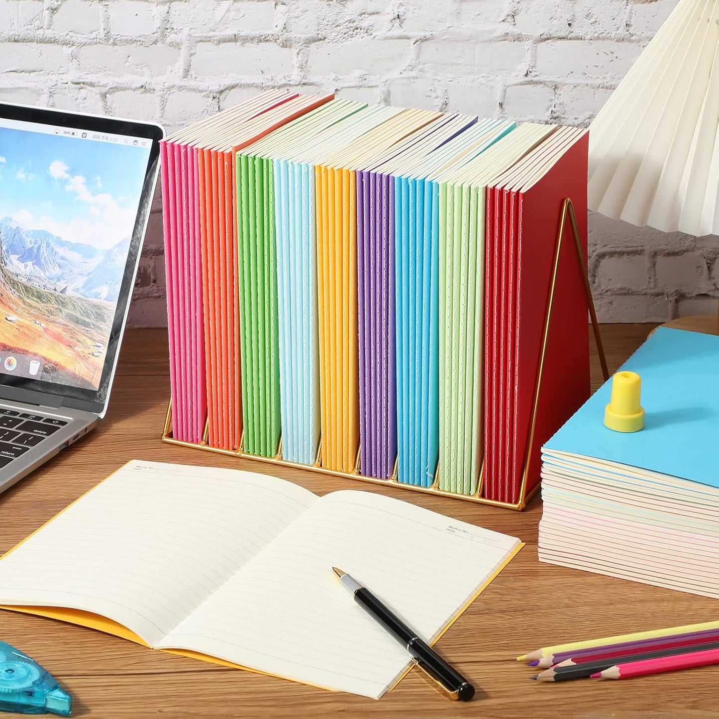 Handepo 100 Pack Composition Notebooks A5/A6 Ruled Lined Composition Kraft Notebooks Bulk Soft Cover Journals Travel Diary Memo for Students Classroom Office Supplies(A5,Blue)