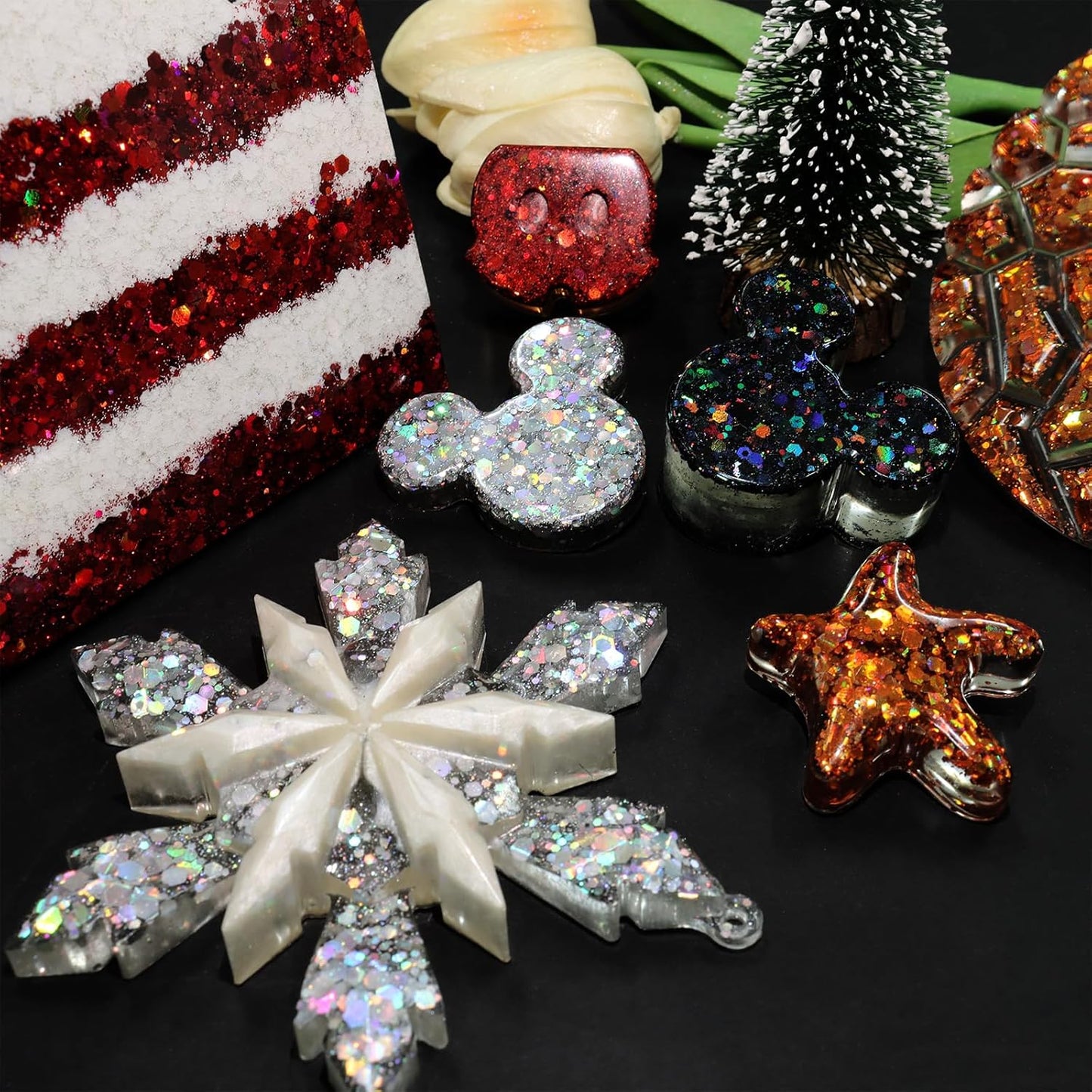 Ceya Holographic Chunky Glitter, 1 LB/ 16OZ Laser Diamond Silver Bulk Craft Glitter Mixed Chunky Fine Glitter Bottled Metallic Flake Nail Sequins for Resin, Tumblers, Scrapbooking, Festival Decor, Art