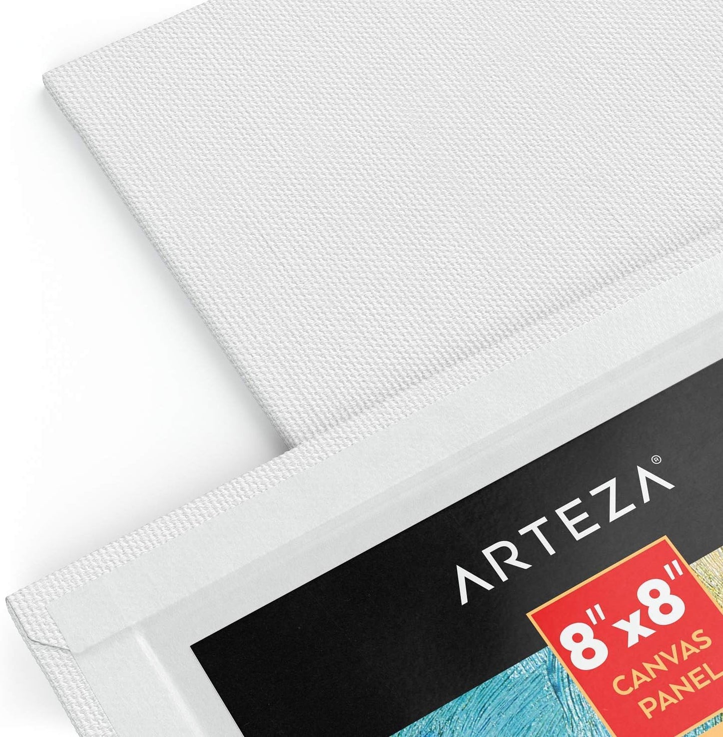 ARTEZA Canvas Panels 8x8 Inch, White Blank Pack of 14, 100% Cotton, 12.3 oz Primed, 7 oz Unprimed, Acid-Free, for Acrylic & Oil Painting, Professional Artists, Hobby Painters & Beginners