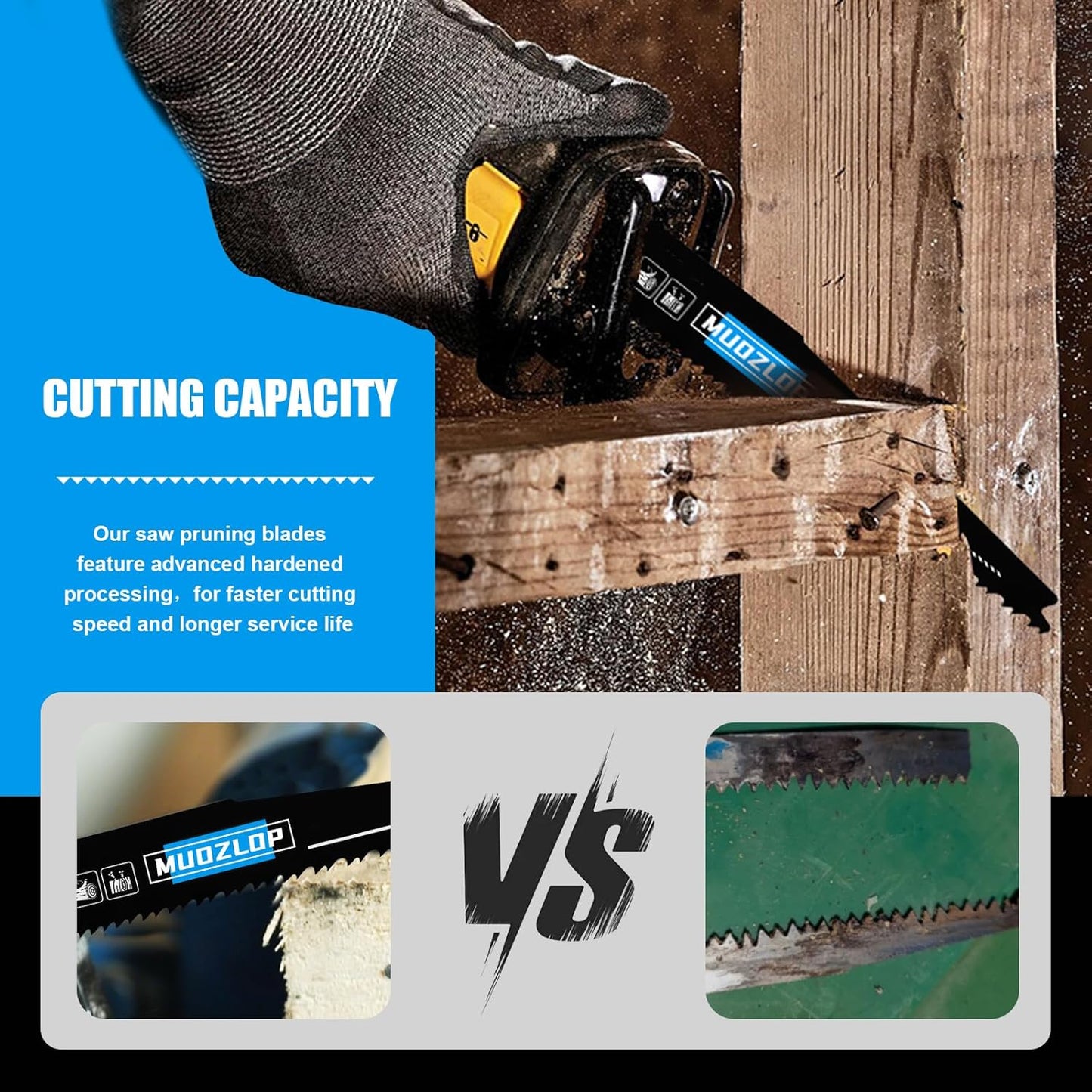 5 Pack 6 inch Reciprocating Saw Blades Set,6/12 TPI High Carbon Saw Blades, Woodcutting Saw Blades with Organizer Case (5, 6/12TPI/150mm)