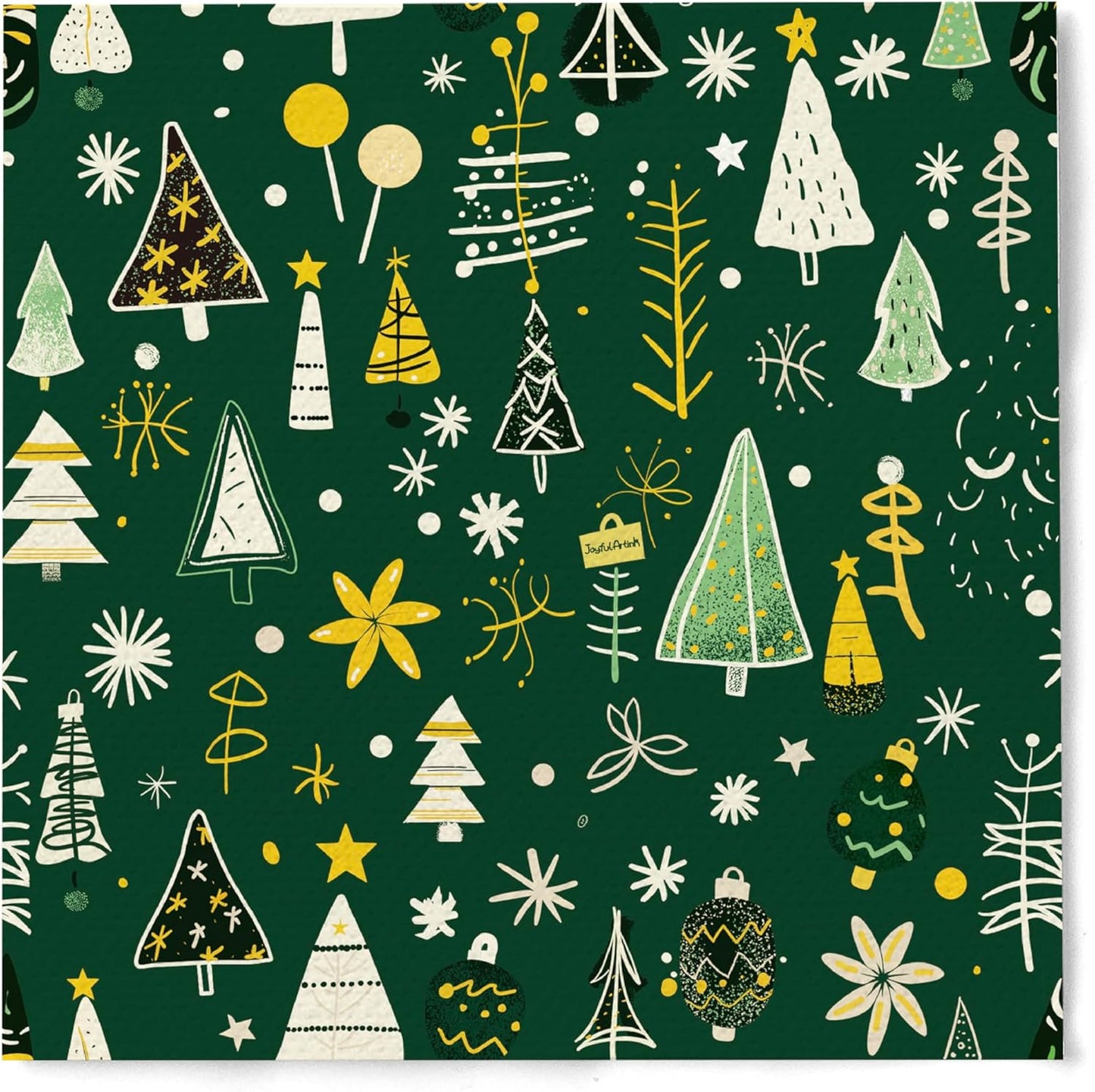 Premium Designer Paper Napkins, 3-Ply 6.5 x 6.5-inches Fold Disposable Decorative Winter Guest Christmas Holly Green Festive New Year Tree Party Lunch Dinner Napkin (20, Festive Green)