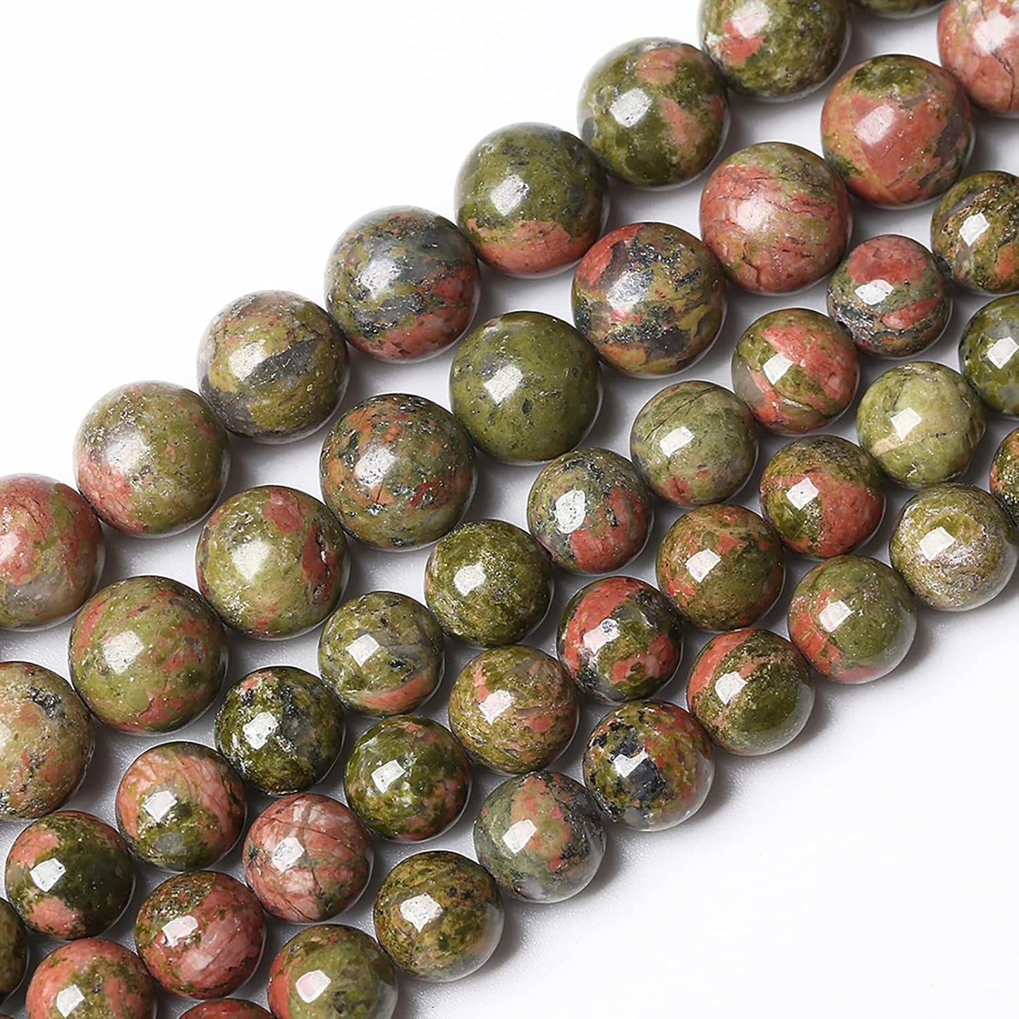 45pcs 8mm Natural Unakite Gemstone Beads Round Loose Beads for Jewelry Making DIY Bracelet Necklace
