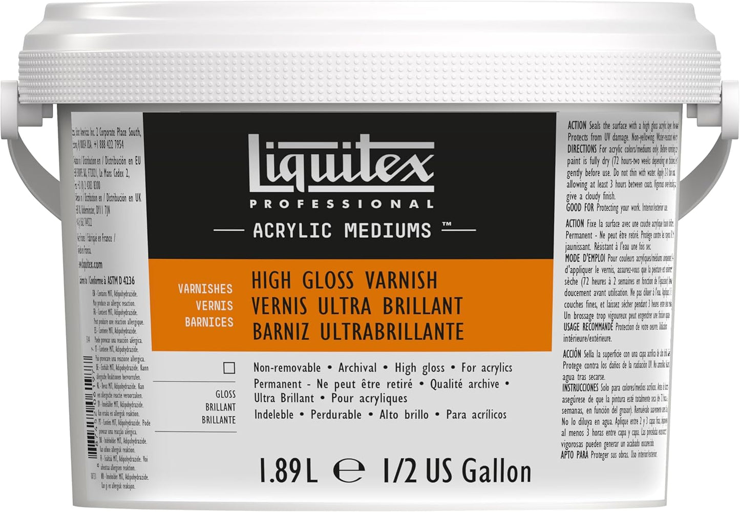Liquitex Professional High Gloss Varnish, 1.89L (Half Gallon) Bucket